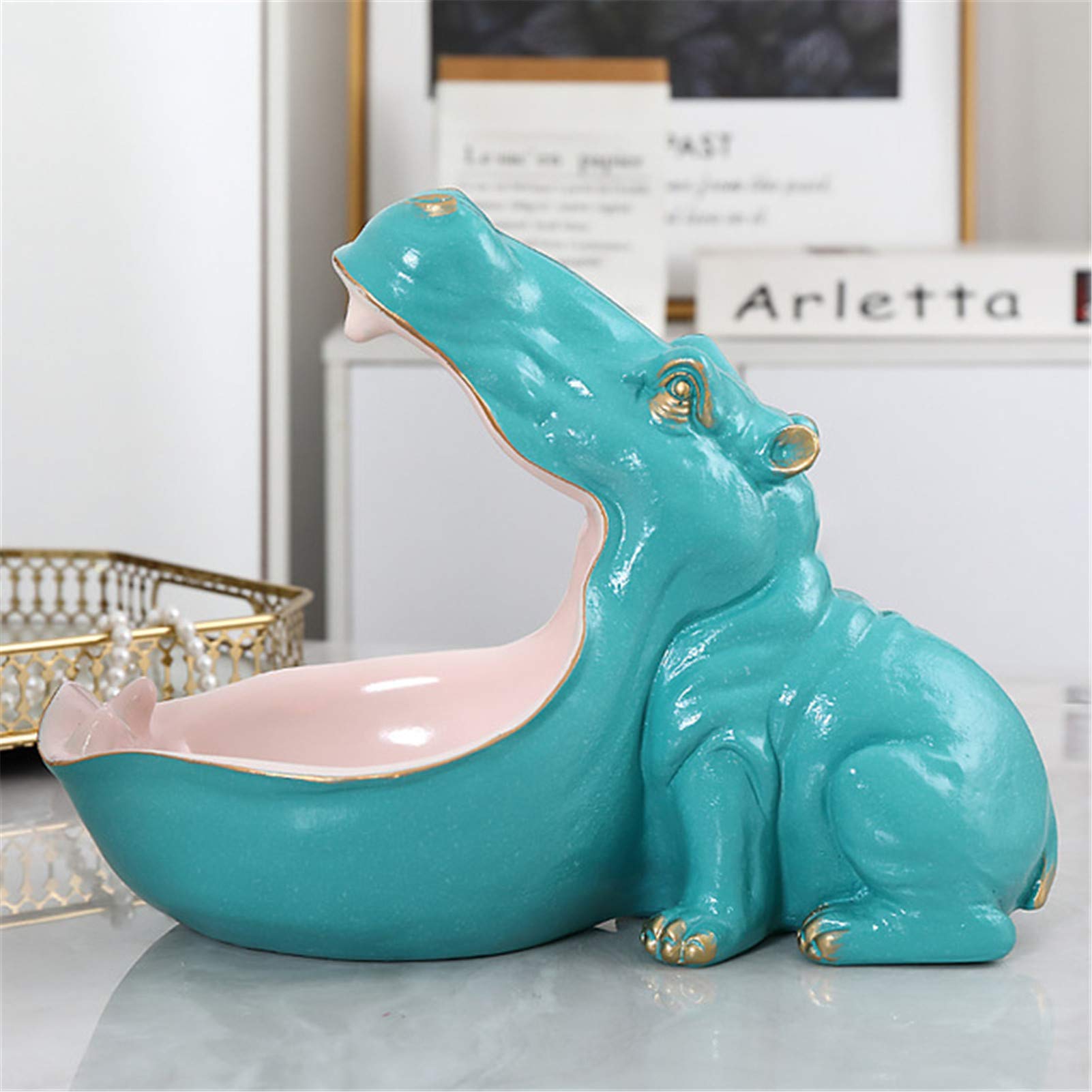 LILOVE 3D Hippo Sculpture Statue - Animal Figurine Home Decor, Storage Box & Tabletop Decoration - Perfect for Living Room, Office Desk & Gift Giving