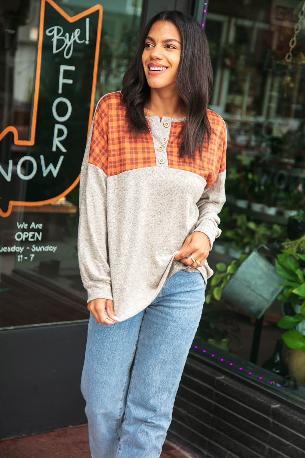 Soft Plaid Cashmere Feel Two-Tone Button Down Shirt for Women - Comfortable & Stylish Office Wear & Casual Outfits