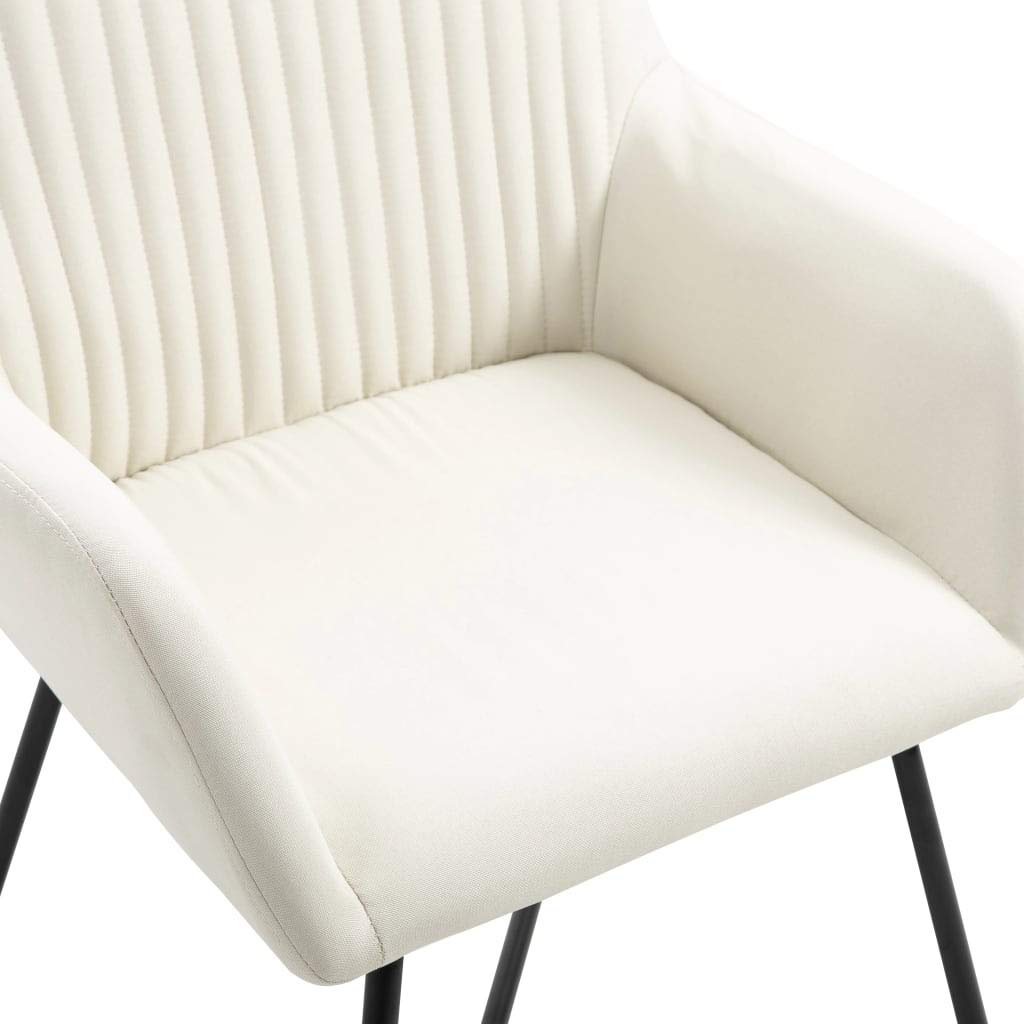 SKM Modern Dining Chairs Set of 2 - Cream Fabric Upholstered Kitchen Chairs with Sturdy Metal Legs - Perfect for Dining Room, Kitchen, Breakfast Nook and Small Spaces