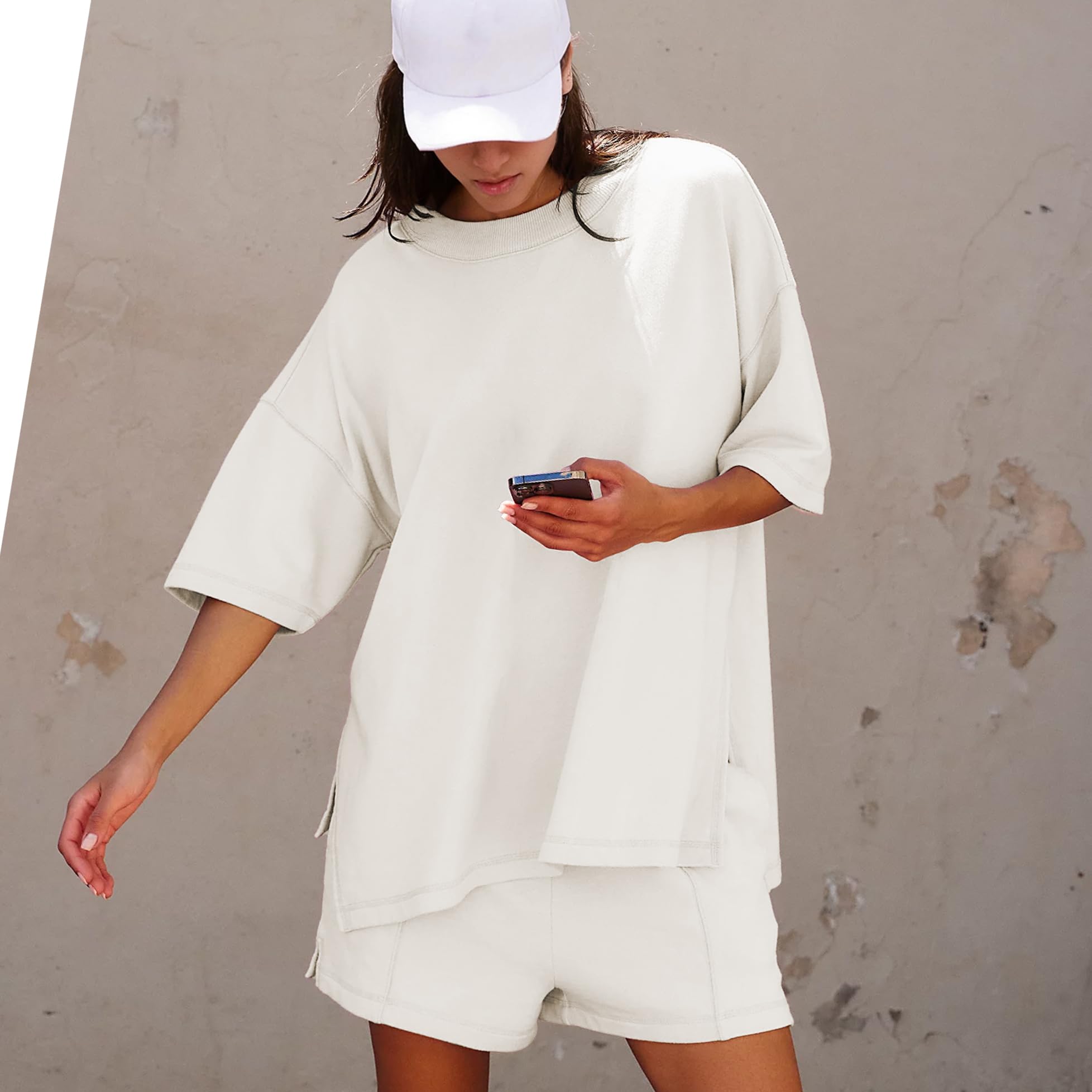 Women's Plus Size 2-Piece Lounge Set - Short Sleeve Cute Top & Shorts | Cozy Maternity Pajama Set for Summer | Perfect for Home Relaxation, Sleeping & Pregnancy Comfort
