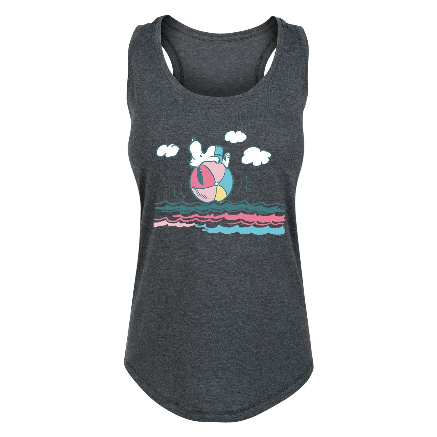 Peanuts Lazy Snoopy Women's Racerback Tank Top - Soft Cotton Blend Casual Wear - Perfect for Summer Outfits, Beach Days & Lounge Wear