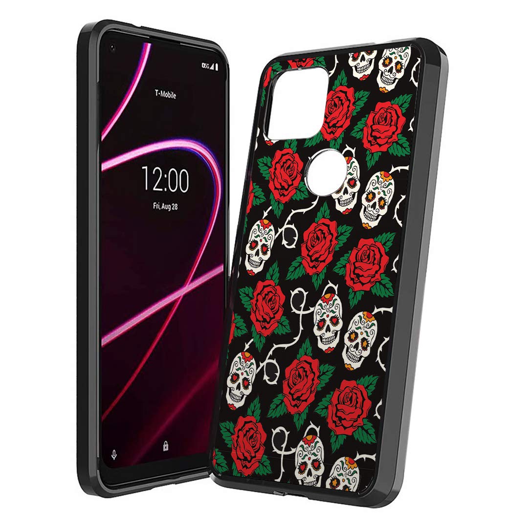 Cute Slim Shockproof Case for T-Mobile Revvl 4 Plus - Kawaii Skull Rose Design | Perfect for Metro PCS & Daily Protection