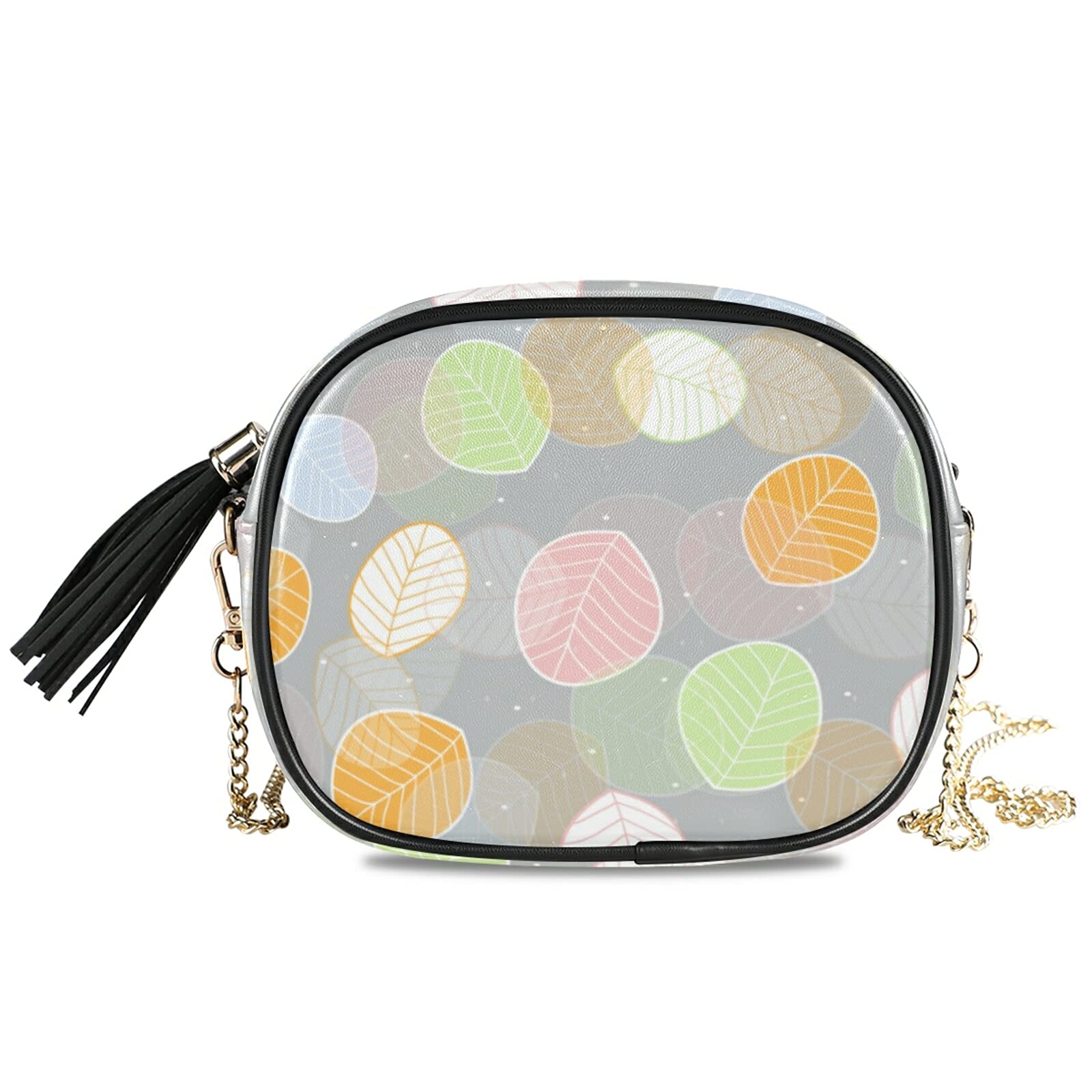 Women's Leather Crossbody Bag Floral Leaves & Polka Dots Design - Small Shoulder Purse with Adjustable Strap for Makeup, Travel & Daily Use | Perfect Cosmetic Organizer & Fashion Accessory