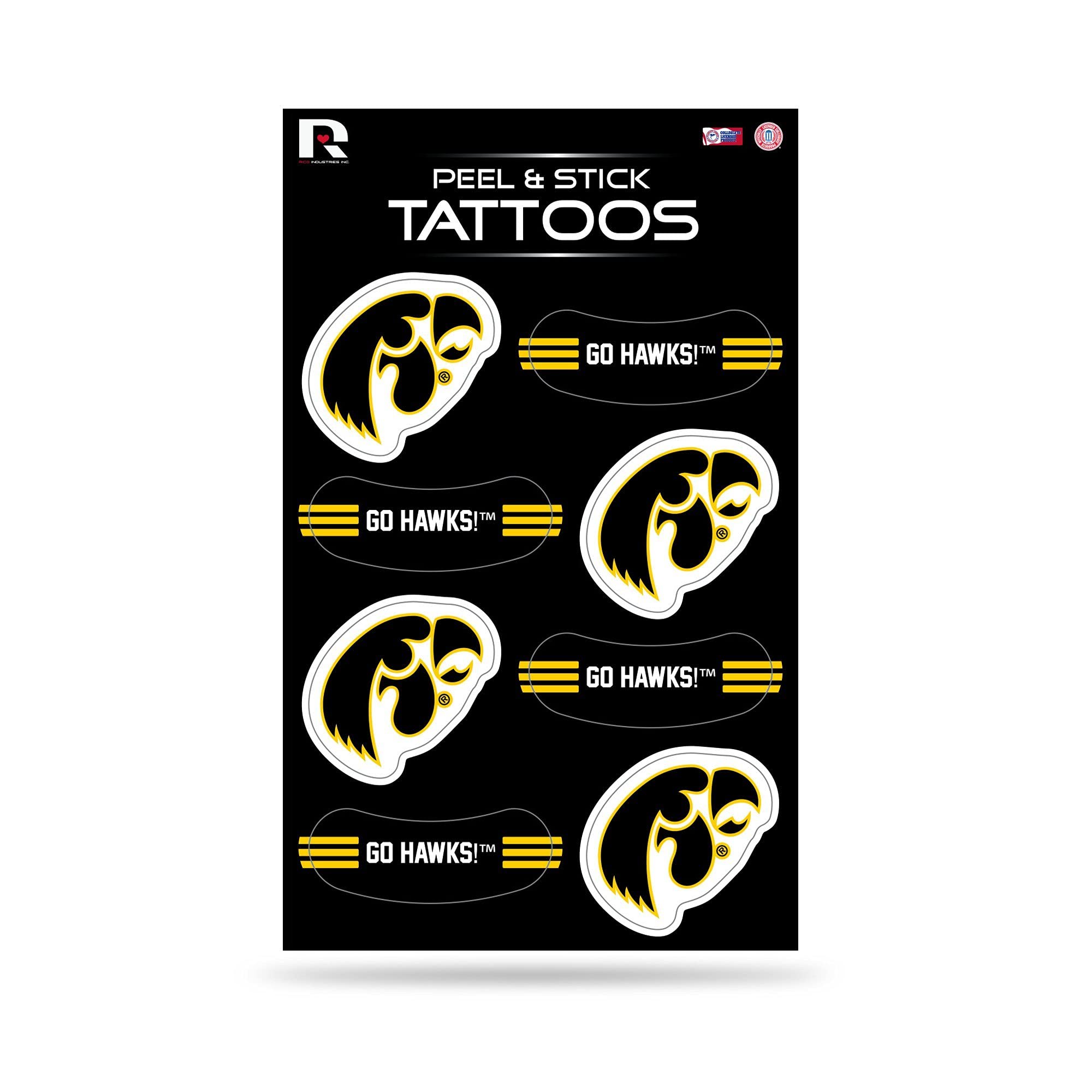 NCAA Vertical Tattoo Peel & Stick Temporary Tattoos - Eye Black Stickers for Sports Fans - Game Day Approved! Perfect for Football, Basketball & Baseball Games, Team Spirit Events & Fan Parties