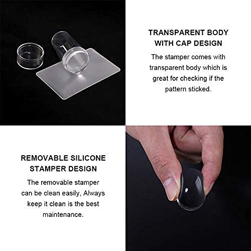Vinayakart Clear Silicone Nail Art Stamper with Scraper - Transparent Visible Body for Precise DIY Nail Designs | Perfect for Home Manicures & Professional Nail Salons