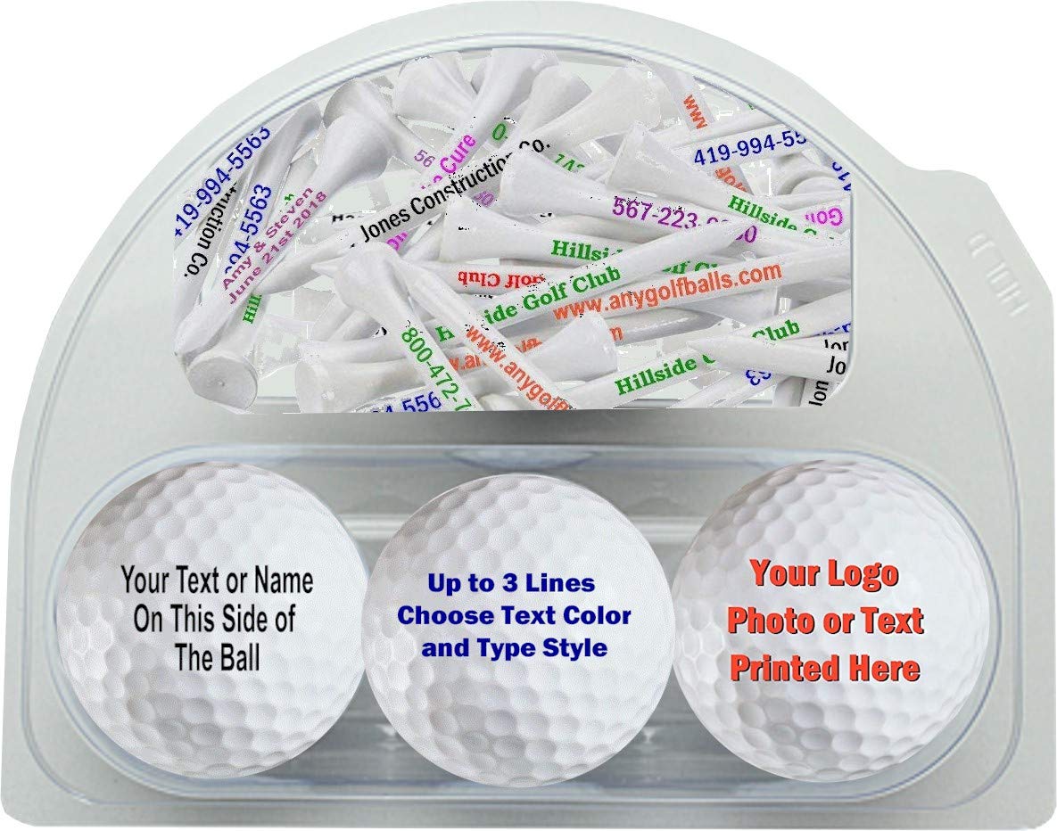 Custom Golf Balls with 20 Tees - Personalized Golf Gift Set for Men & Women - Perfect for Birthdays, Tournaments & Corporate Events