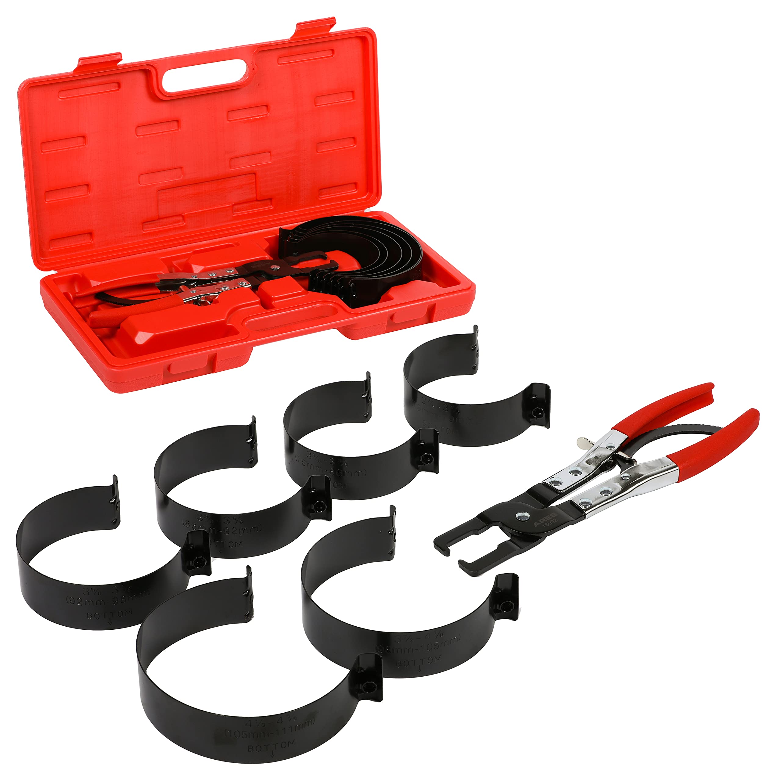 ARES 15092 Heavy Duty Piston Ring Compressor Kit - Stamped Steel Construction for Secure Band Compression (2-7/8