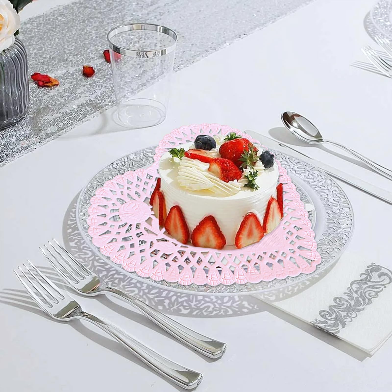 Heart Shaped Paper Doilies 10 Inch - 100Pcs Lace Paper Doilies for DIY Crafts, Wedding Decor, Party Supplies (Red, Pink, White, Purple - 25 Each) - Perfect for Valentine's Day, Baby Showers & Table Settings