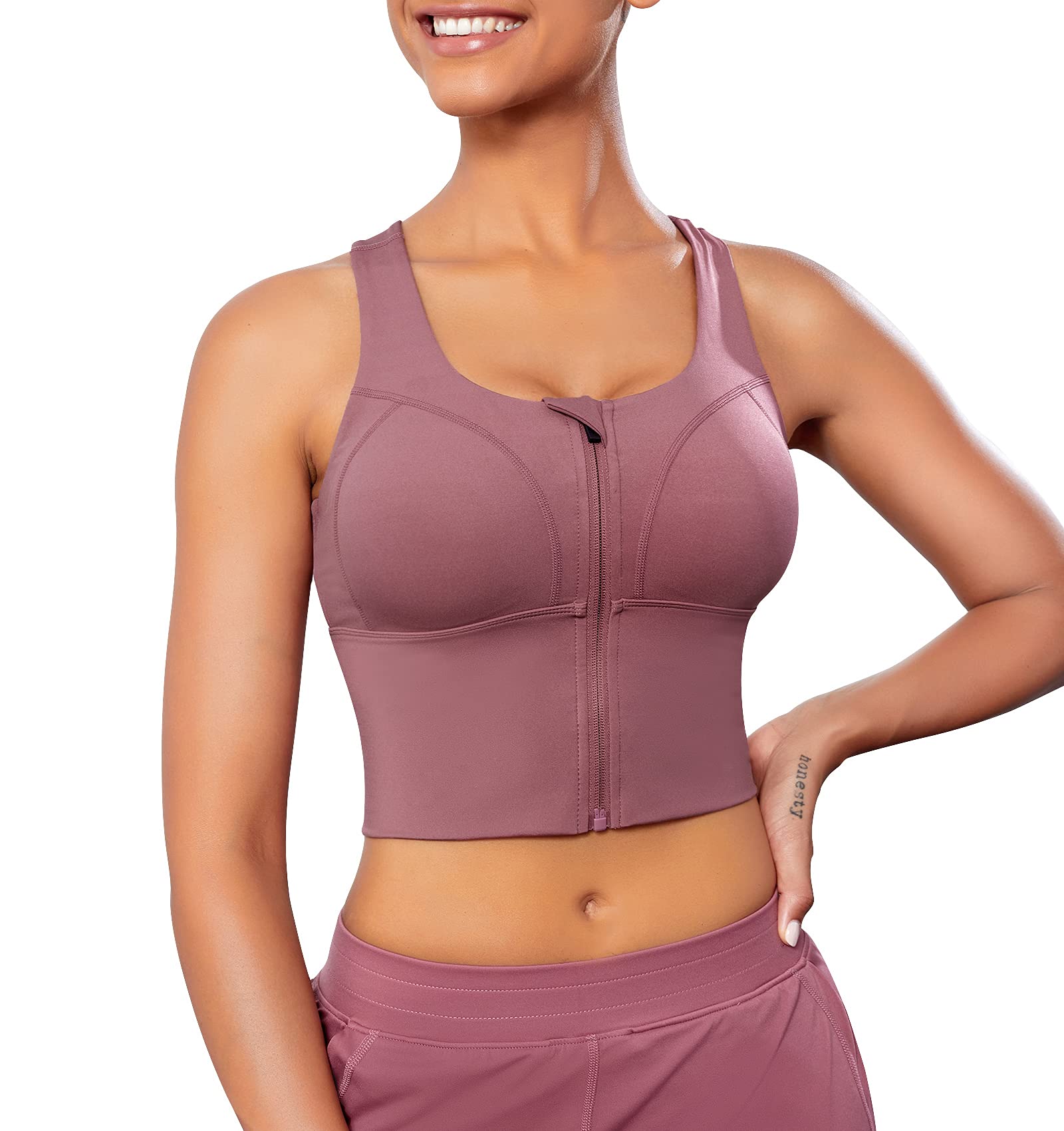 Women's Zip Front Sports Bras - Longline Fitness Crop Tops & Tank Tops for Gym, Yoga, Running & Workout | Breathable & Supportive Activewear for High-Intensity Training