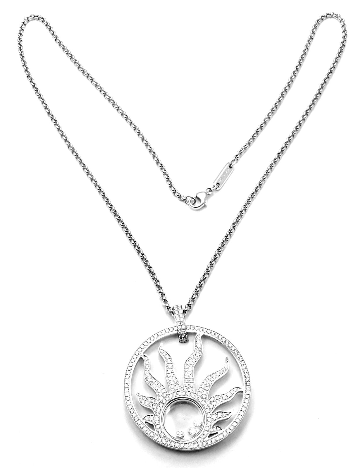Authentic Chopard Happy Diamond Sun 18K White Gold Pendant Necklace for Women - Luxury Diamond Jewelry Gift for Anniversary, Birthday & Special Occasions