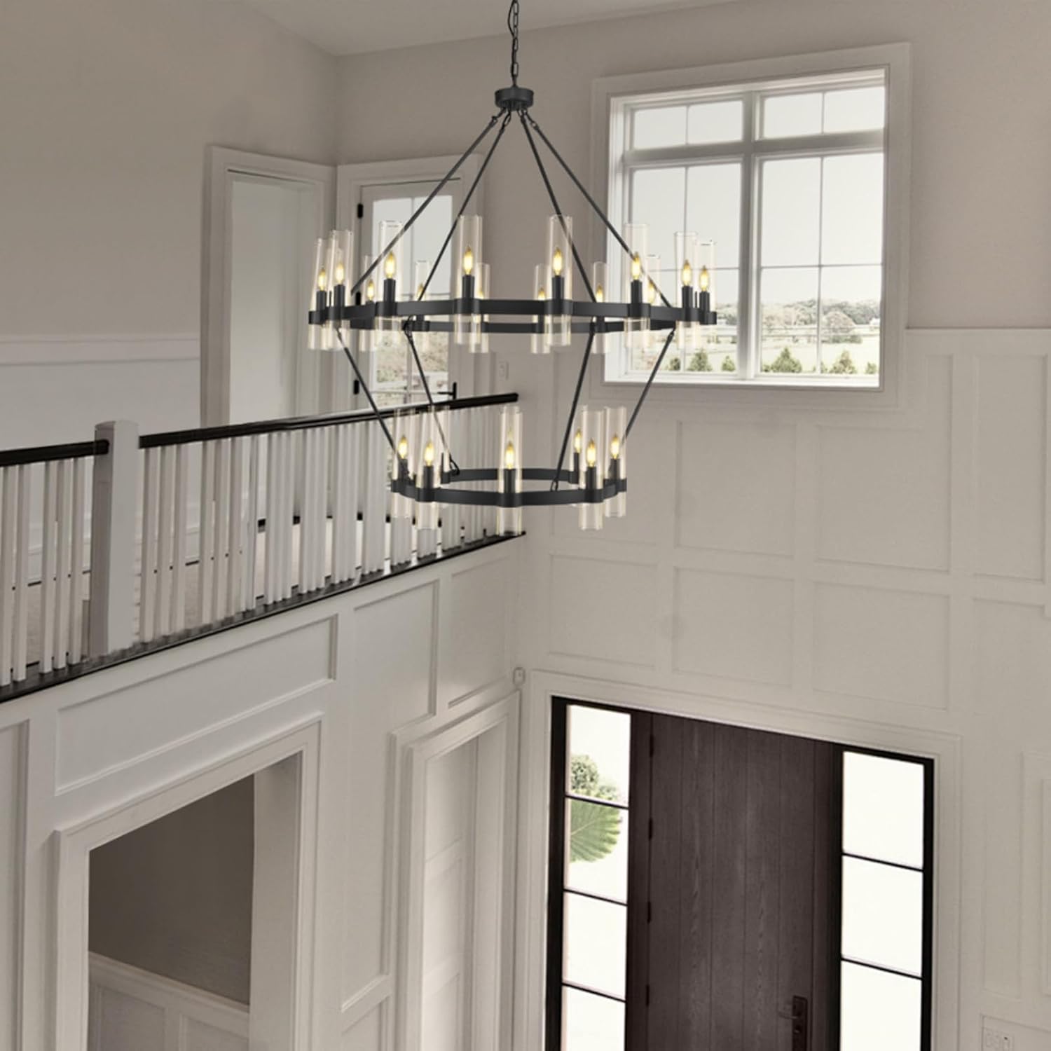 48 Inch Wagon Wheel Chandelier - Rustic Farmhouse Lighting Fixture for Dining Room, Living Room & Bedroom - Perfect for Western, Country & Ranch Style Decor