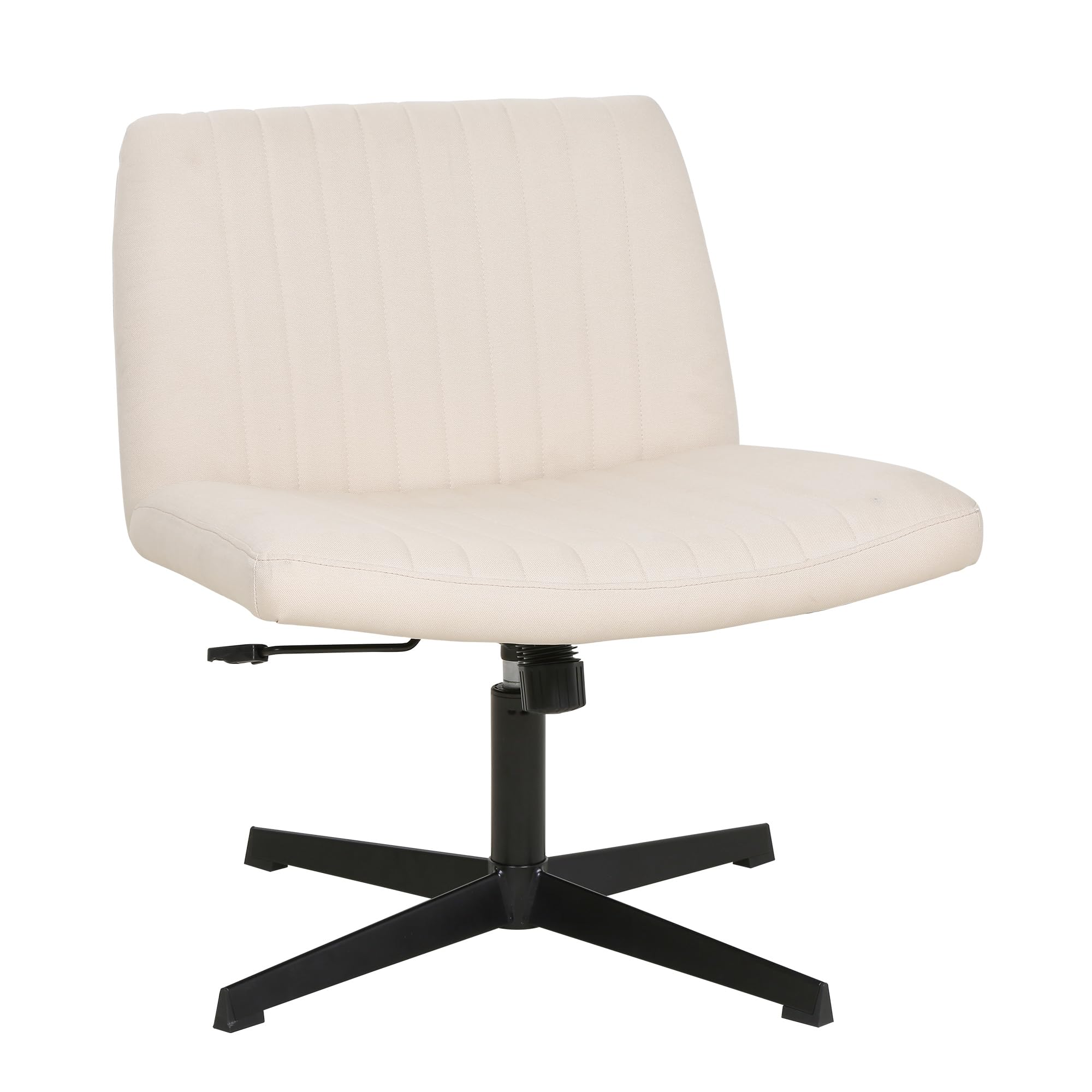 FDW Criss Cross Chair - Armless Cross Legged Office Desk Chair with Adjustable Swivel & Ergonomic U-Shaped Backrest - No Wheels, Wide Seat & Native Sponge - Perfect for Home Office, Computer Work, and Vanity Tasks