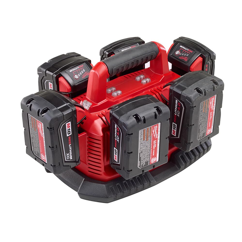 Milwaukee M18 Six Pack Sequential Charger 48-59-1806 - Fast Charging for M18 Lithium-Ion Batteries - Perfect for Power Tools, Job Sites & Professional Use