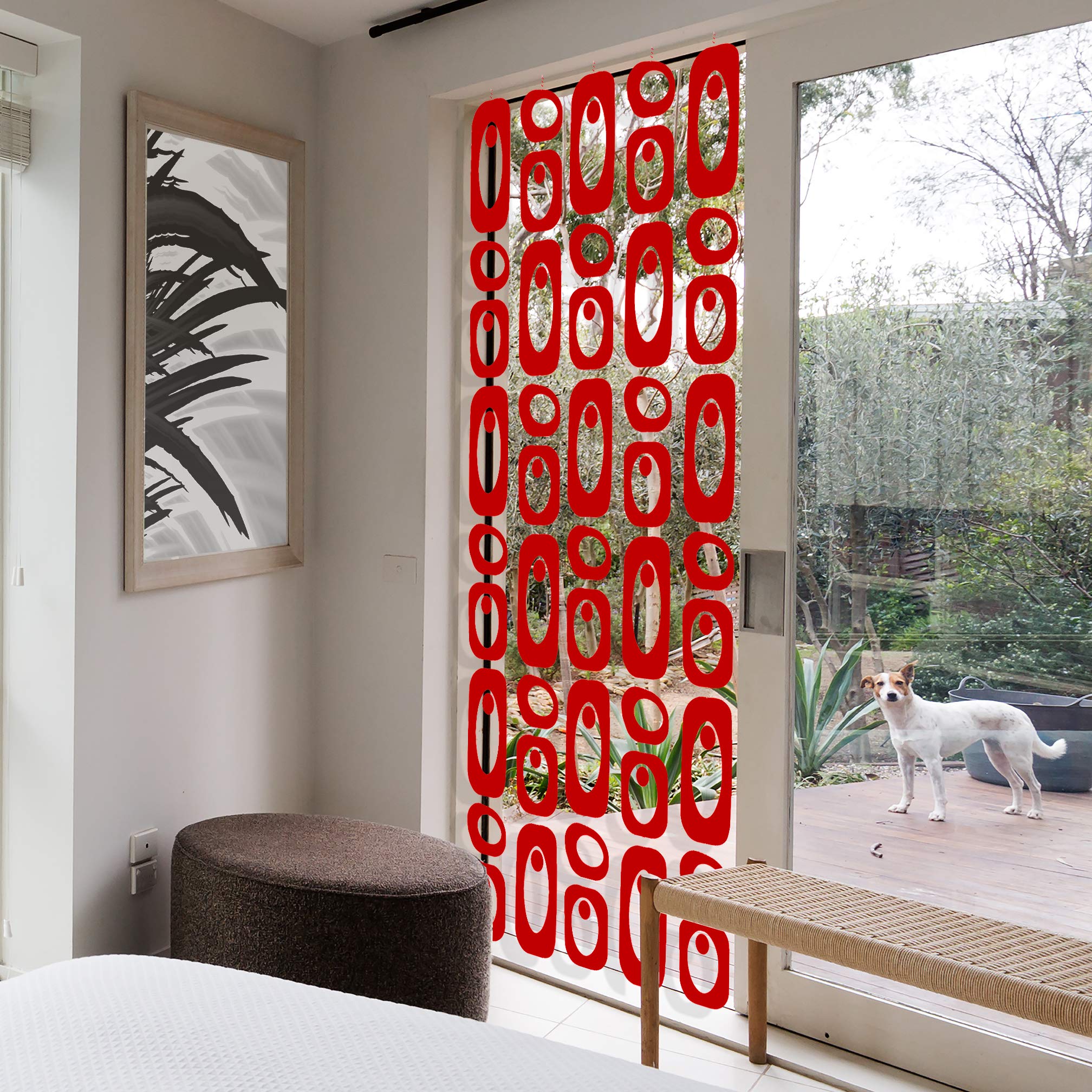 Red Beatnik DIY Room Divider Kit - Mid Century Modern Contemporary Partition for Home & Office Decor - 37”W x 70”H - Perfect for Studio Apartments, Open Floor Plans & Privacy Solutions