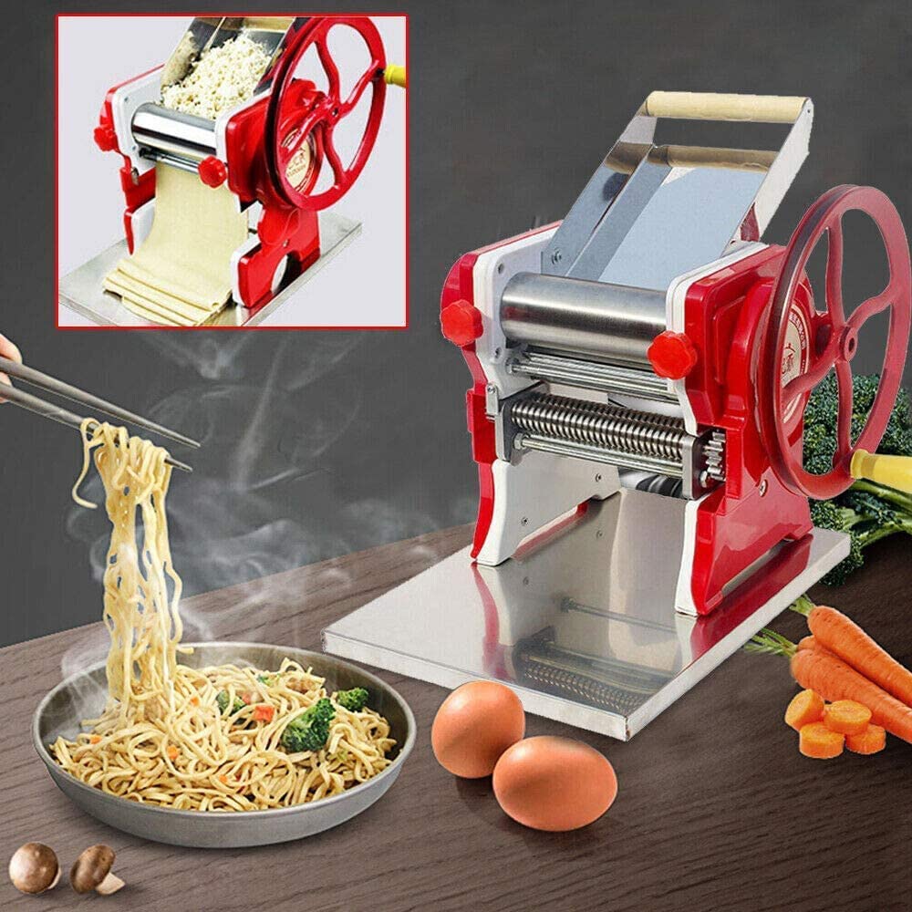 Commercial Pasta Maker Machine - Adjustable Thickness 0.5-5mm, Manual Noodle & Dough Roller for Spaghetti, Lasagna, Ravioli | Home & Restaurant Use | Perfect for Italian Cuisine, Asian Noodles & Baking
