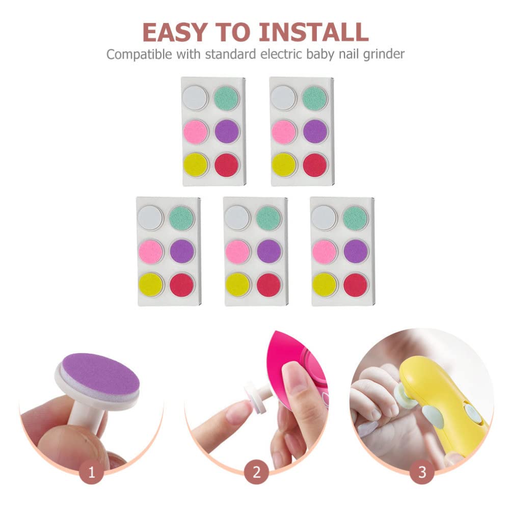 FOMIYES 30pcs Nail Grinding Heads - Professional Manicure & Pedicure Kit for Newborns & Infants - Electric Nail Drill Sandpaper Pads, Baby Nail Trimmer & Polisher Tools - Perfect for Gentle At-Home Baby Care & Salon Use