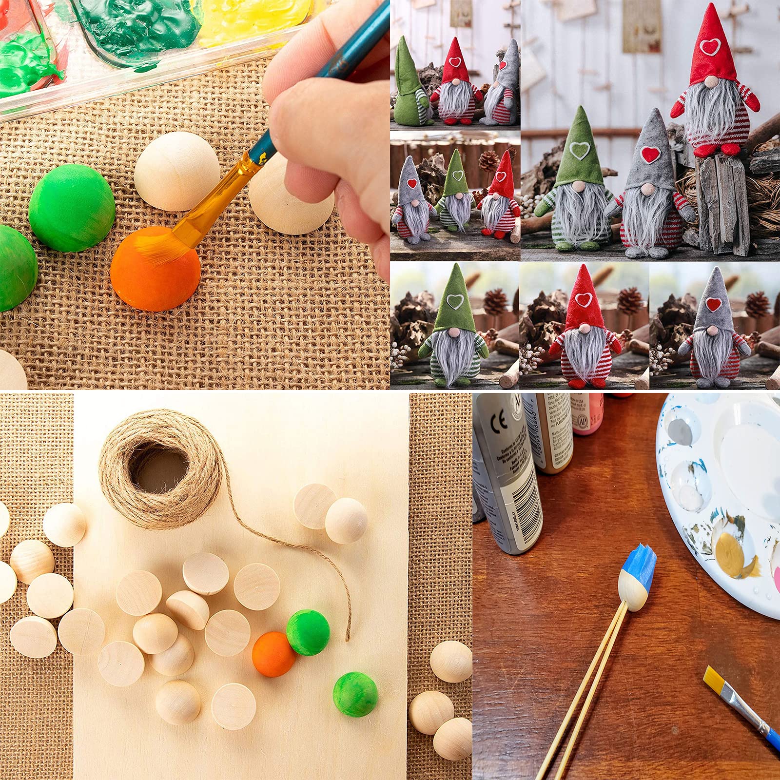 200pcs 20mm Half Wooden Balls Unfinished Natural Wood Beads for DIY Crafts, Painting, Ornaments, Wreaths, Home Decor, Table Centerpieces, Christmas Tree Decorations, and Kids Art Projects