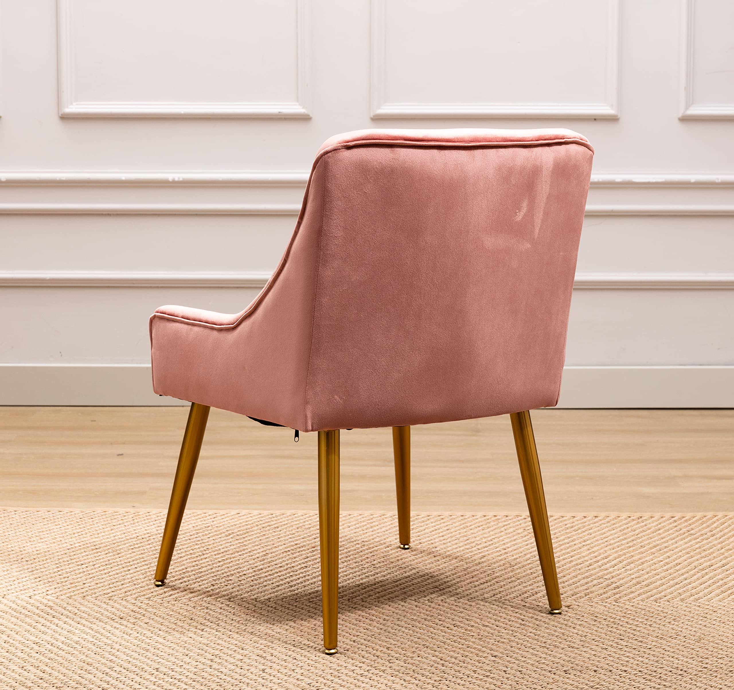 Modern Velvet Accent Chair with Metal Legs - Upholstered Armchair for Living Room, Bedroom, Office & Study | Comfortable Club Chair for Dining & Leisure | Rosewood & Velvet Fabric (Perfect for Reading Nook, Home Decor & Small Spaces)