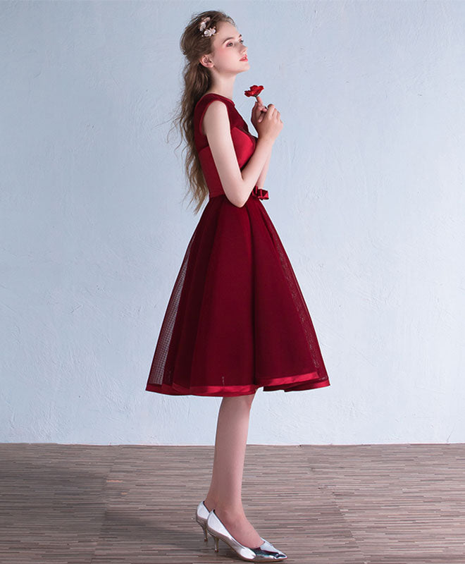 Elegant Burgundy A-Line Short Prom Dress for Homecoming, Party & Special Occasions - Flattering Fit & Stylish Design
