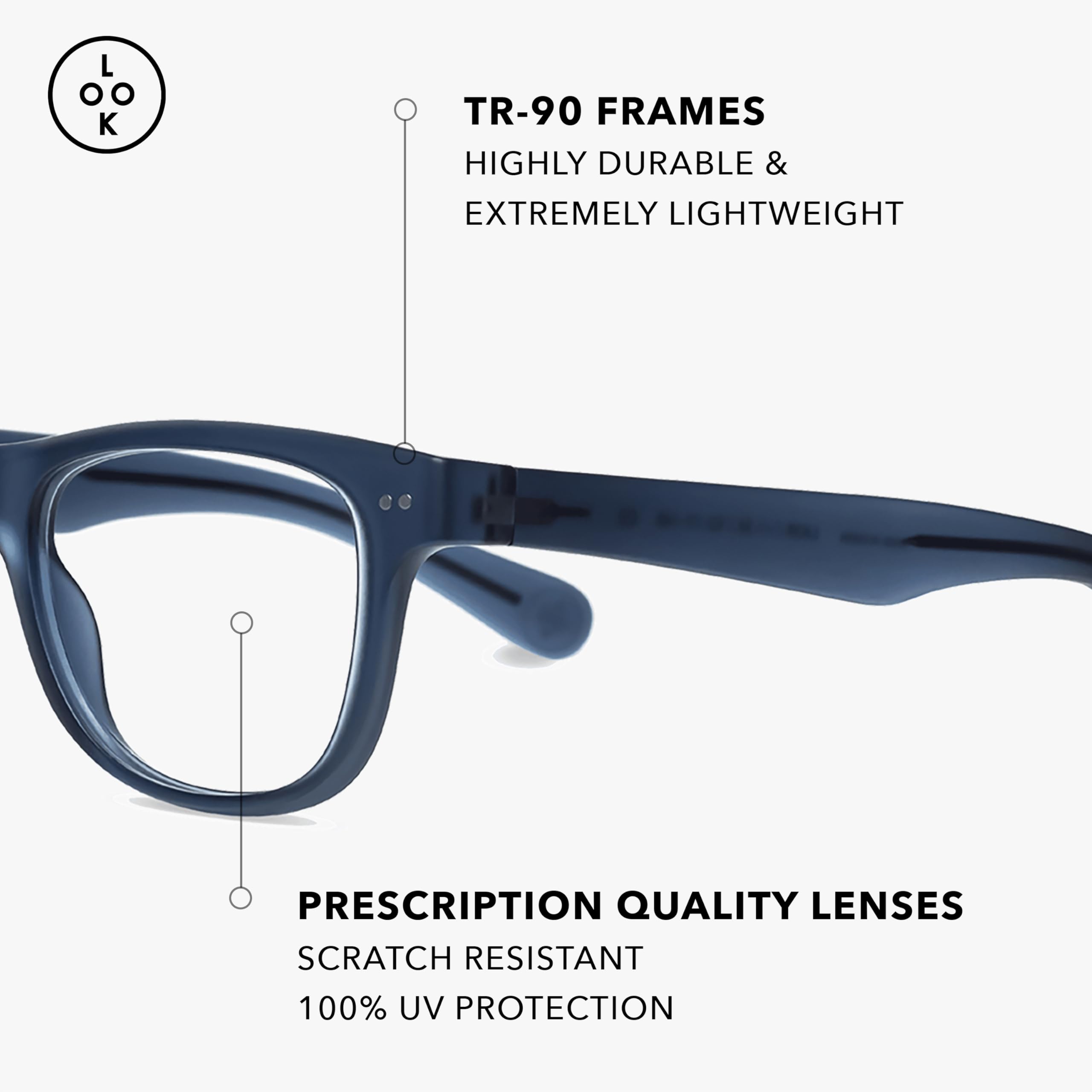 LOOK OPTIC Sullivan Reader - Stylish Unisex Reading Glasses with High Optical Quality, Comfortable & Scratch Resistant Lenses - Perfect for Reading Books, Using Digital Devices & Everyday Wear
