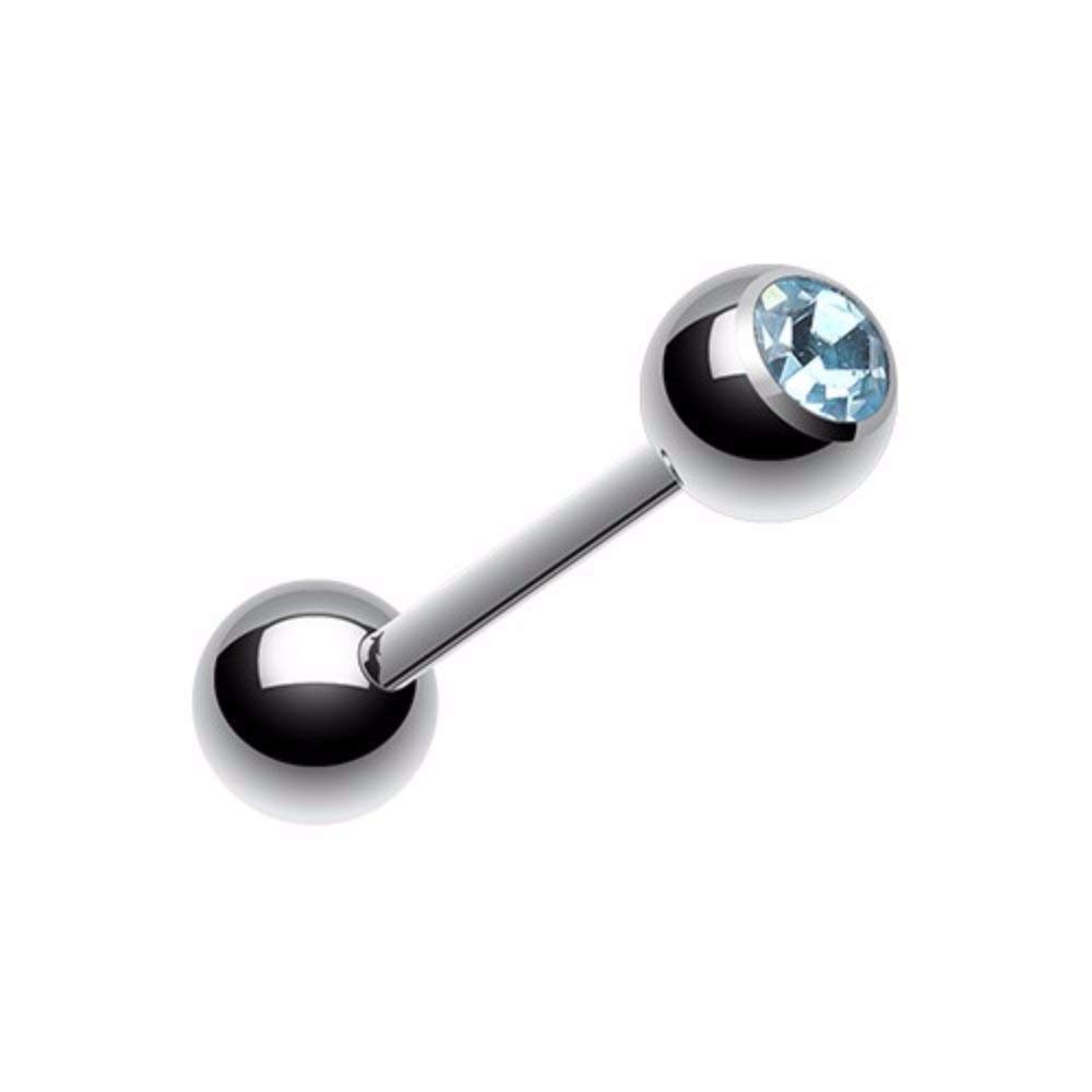 Stylish Steel Barbell Tongue Ring with Gem Ball - Body Jewelry for Piercing - Perfect for Parties, Nightlife & Self-Expression