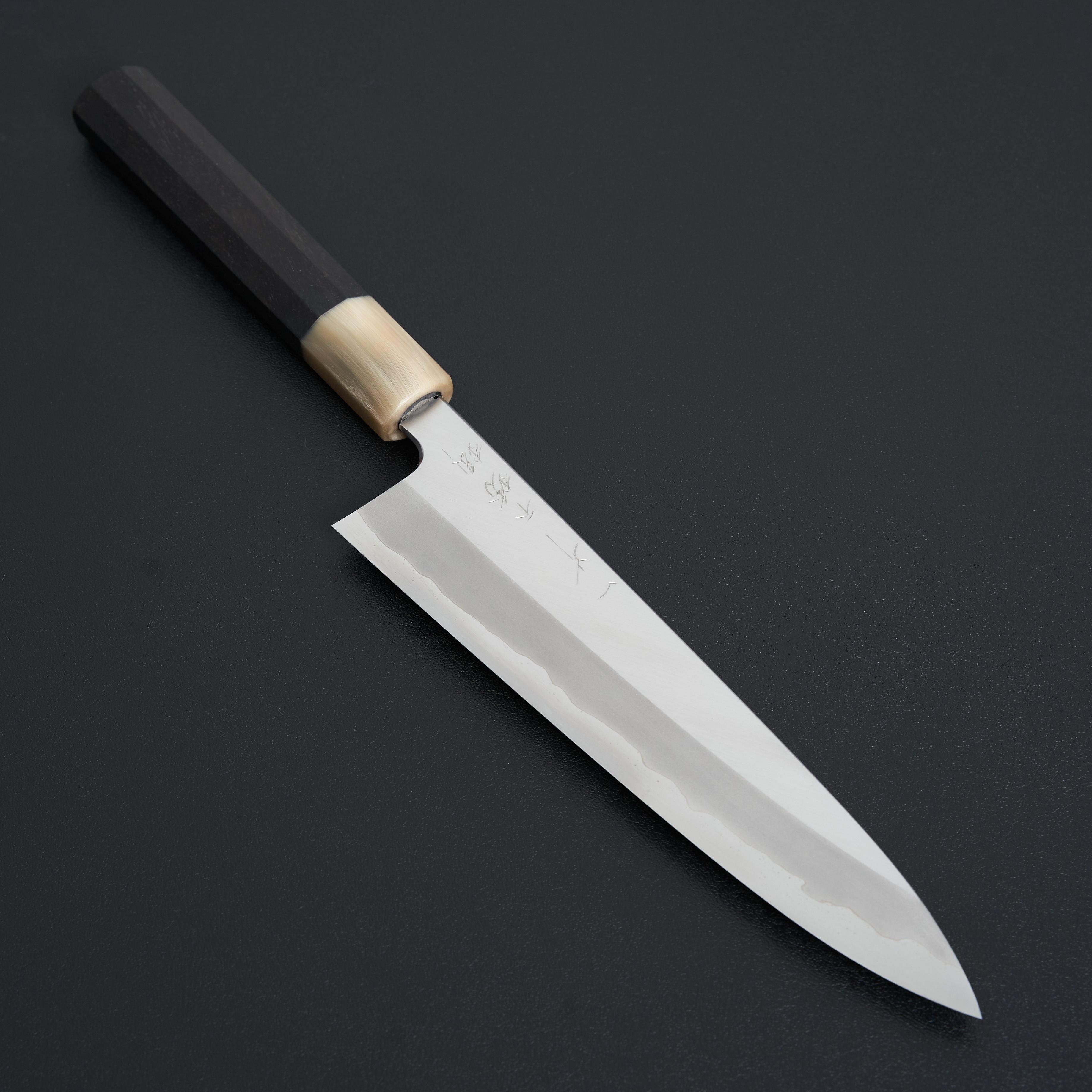 Hitohira Tanaka Kyuzo Blue #1 Stainless Clad Gyuto 210mm Japanese Chef Knife with Taihei Ebony Handle - Perfect for Sushi, Meat Cutting & Professional Kitchen Use