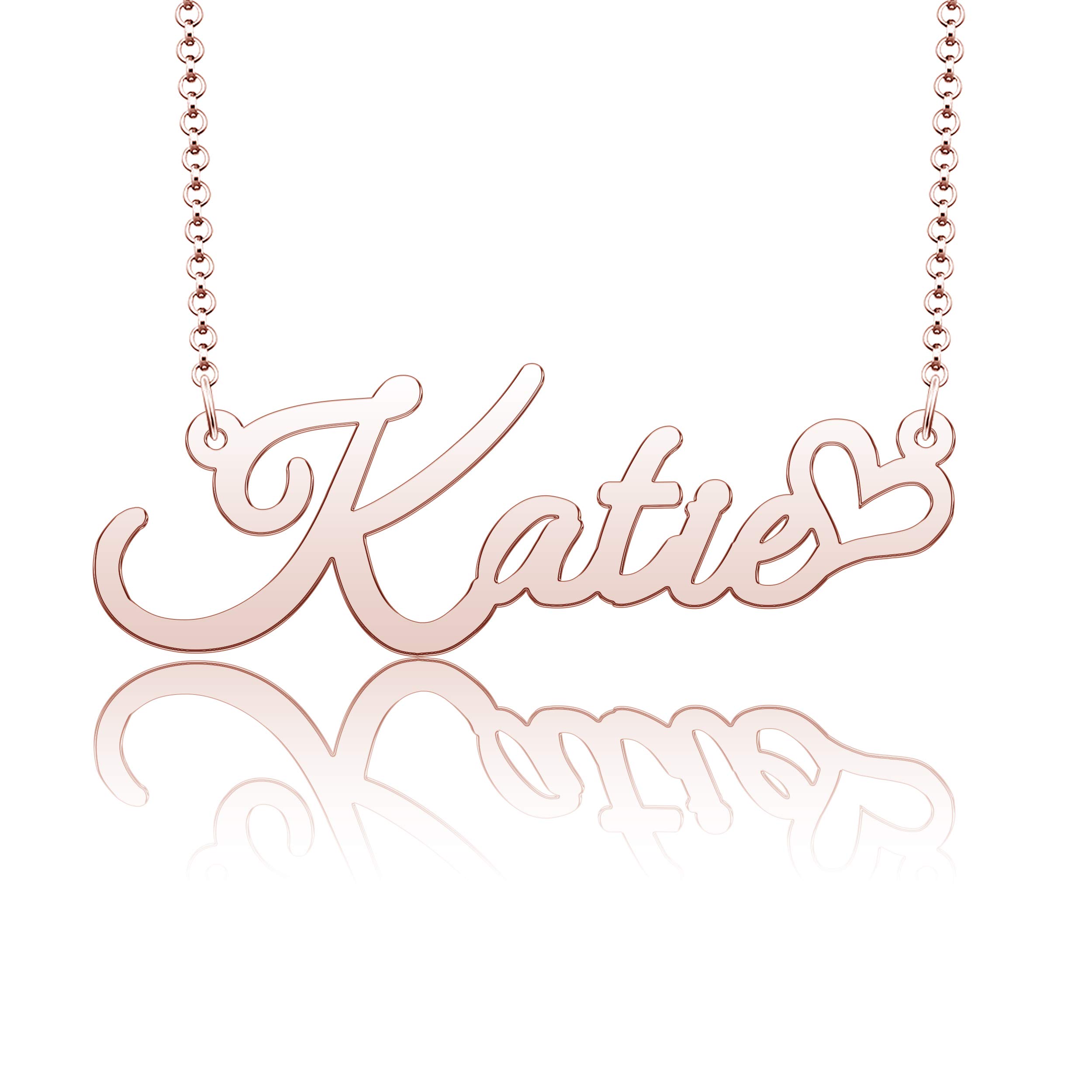 Personalized Name Necklace for Women & Girls - Heart Symbol Copper & Gold Jewelry - Perfect for Birthdays, Anniversaries & Gifts