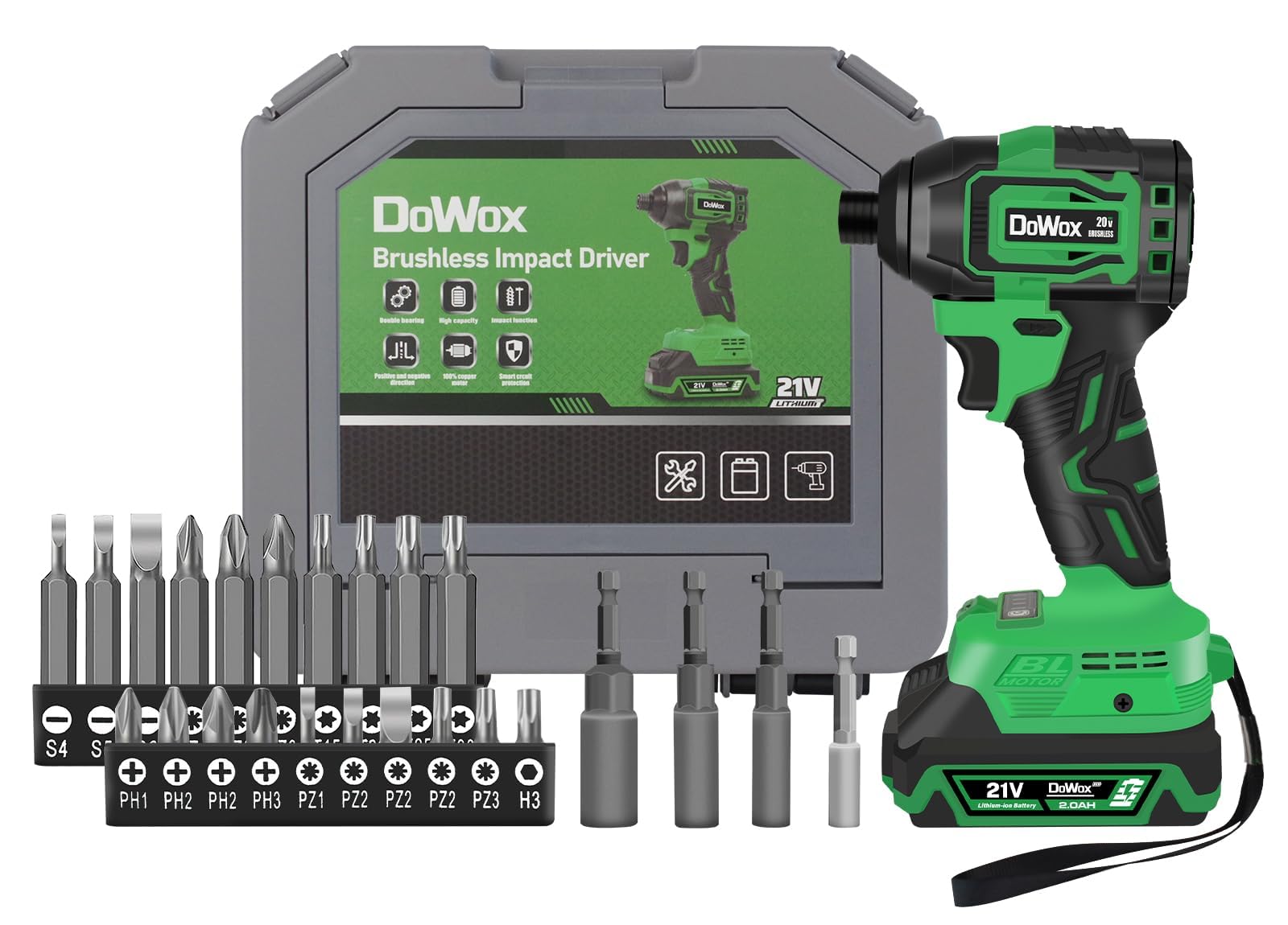 21V MAX Brushless Cordless Impact Driver Kit - 2035 In-lbs Torque, 1/4