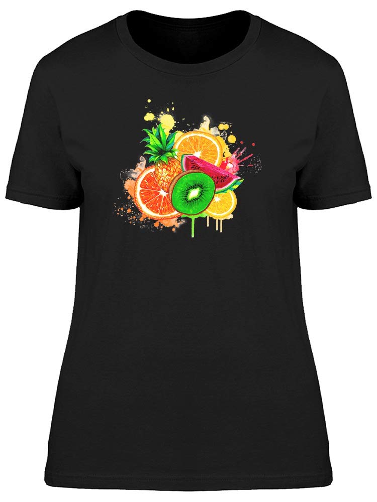 Stylish Tropical Fruits Print Women's T-Shirt - Perfect for Summer Outfits, Beach Vacations & Casual Wear