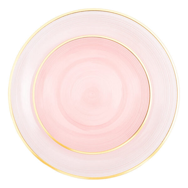 32-Piece Pink Transparent & Gold Round Plastic Dinnerware Set - Crystal Design for 16 Guests | Elegant Party, Wedding, Bridal Shower & Holiday Tableware