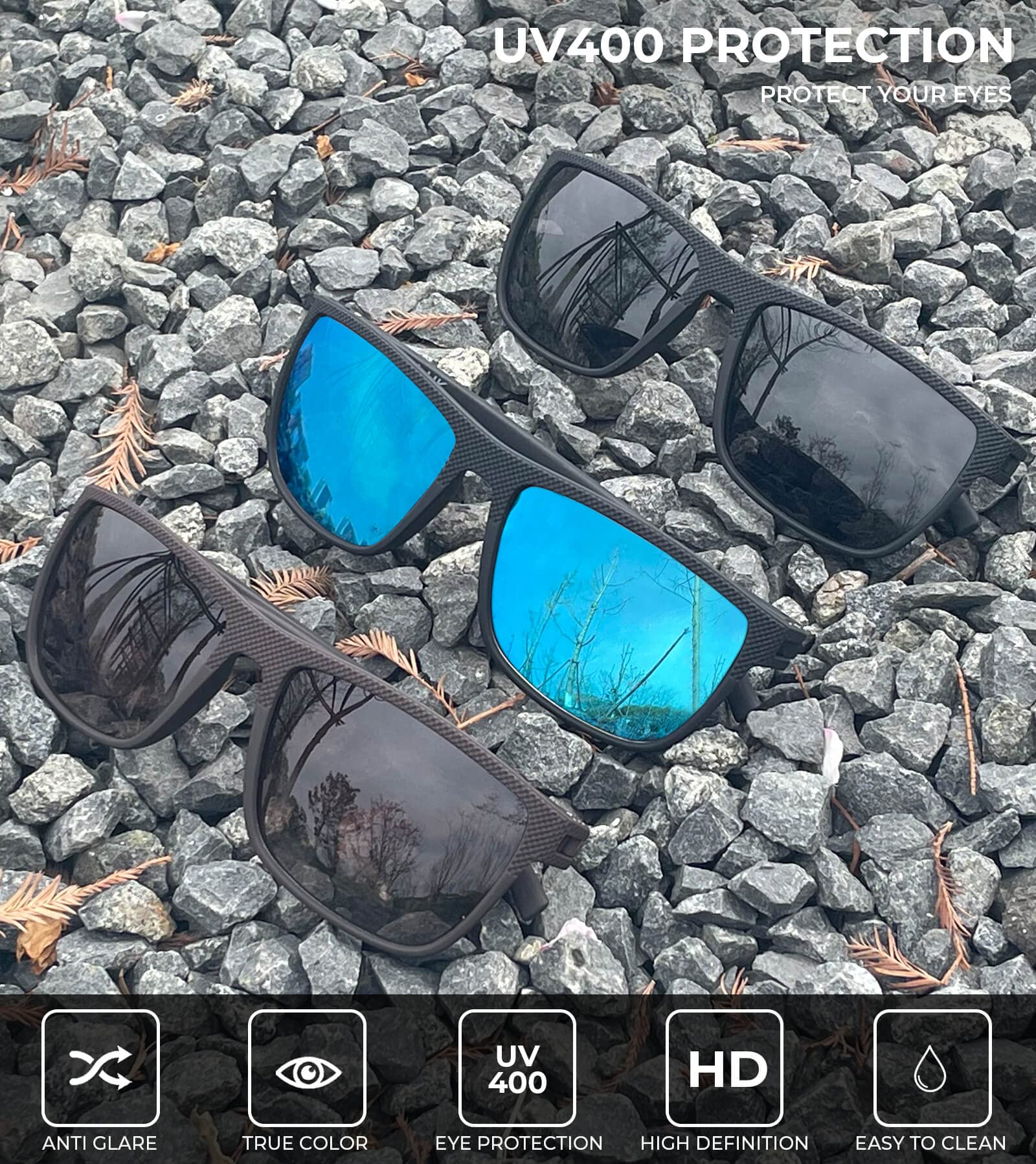 KALIYADI Polarized Sunglasses for Men - Lightweight UV Protection Sun Glasses for Driving, Fishing & Golf | Perfect for Outdoor Sports & Summer Activities