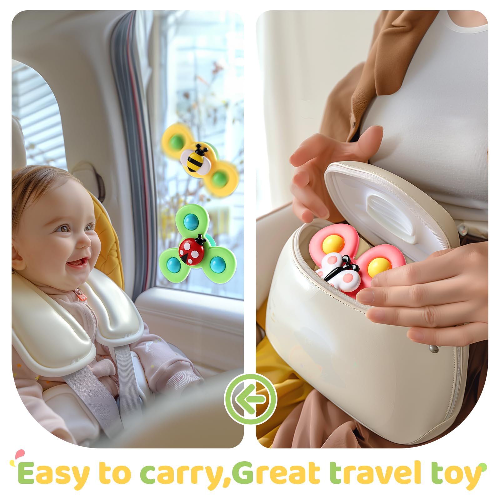 ALASOU 3PCS Suction Cup Spinner Toys for Toddlers 1-3 Years - Sensory Bath Toys for Baby Boys & Girls 12-18 Months | Fun Spinning Top Toy & Birthday Gift for 1-2 Year Olds | Perfect for Bathtime Play, Early Learning & Sensory Development