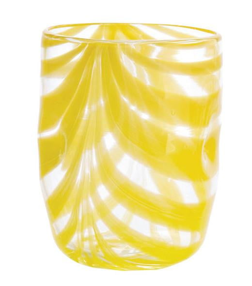 Aria Glasses - Set of 6 Yellow Swirl Drinking Glasses for Cocktails, Juice & Iced Tea | Elegant Barware for Home, Restaurants & Parties
