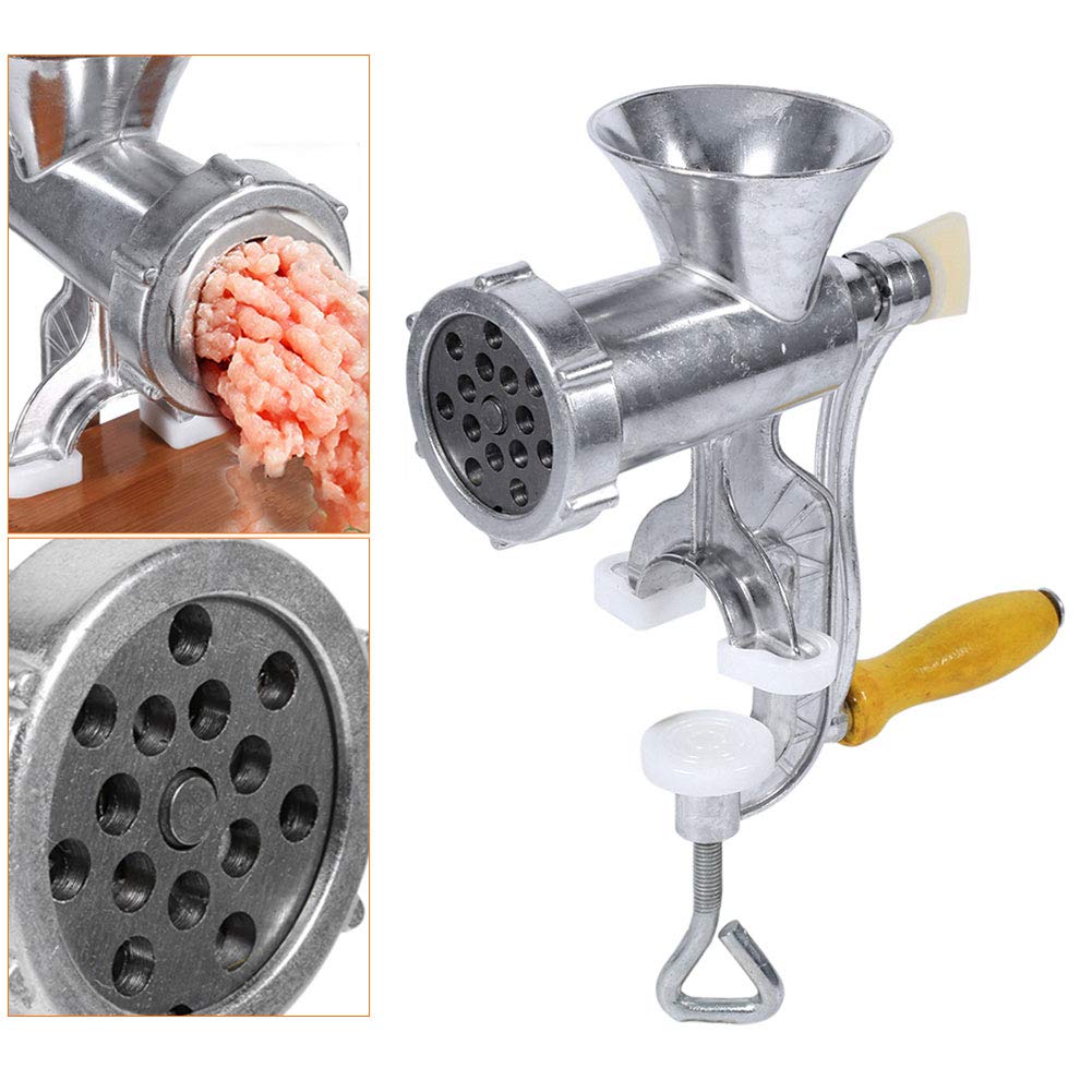 Premium Manual Meat Grinder - Heavy Duty Aluminum Alloy Hand Crank Sausage Stuffer & Beef Mincer - Perfect for Home Kitchen, Camping, and Sausage Making Accessories