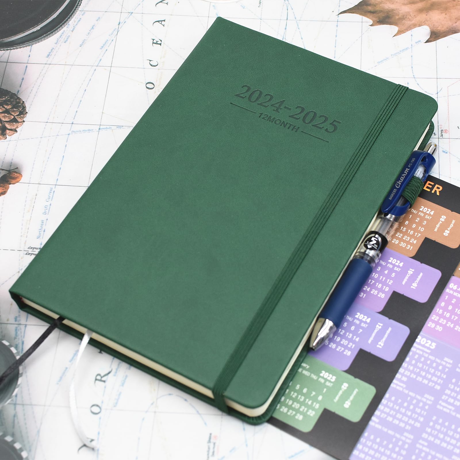 2024-2025 Academic Planner - A5 Daily Diary with Monthly Tabs, Pen Loop & Inner Pocket (Green) | July 2024 to June 2025 Student Planner for Productivity, School & Office Organization