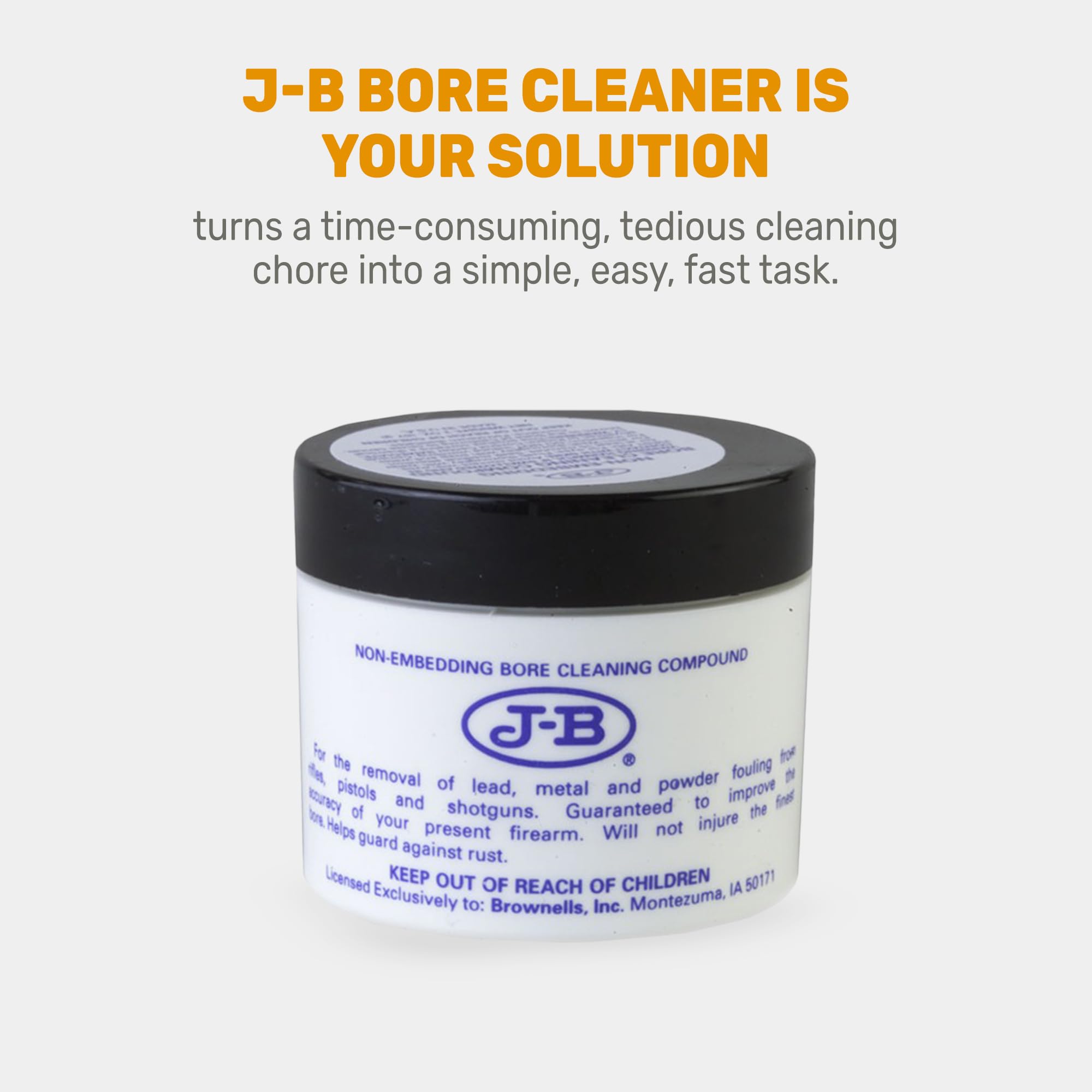 Brownells J-B Non-Embedding Bore Cleaning Compound - Gun Barrel Cleaner Solvent & Oil-Paste for Firearm Maintenance - Gunsmithing Tools & Cleaning Supplies - 2 oz (57g) Jar - Perfect for Rifle, Pistol & Shotgun Barrel Cleaning at Home or Range