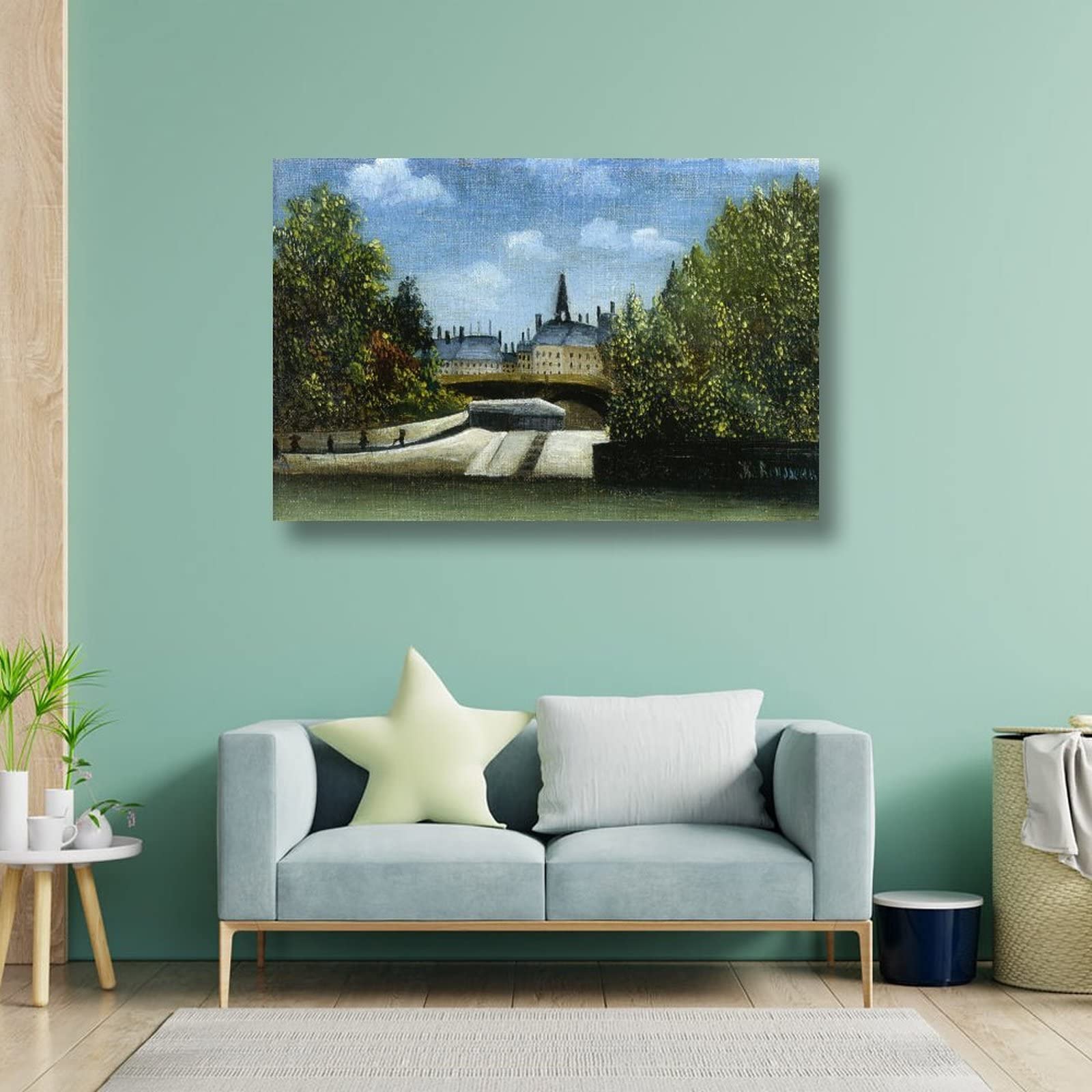 Henri Rousseau Ile De La Cite Painting Poster - Premium Canvas Wall Art Print (24x36 inches/60x90cm) - Framed or Unframed Modern Home Decor - Perfect for Living Room, Bedroom & Office Decoration