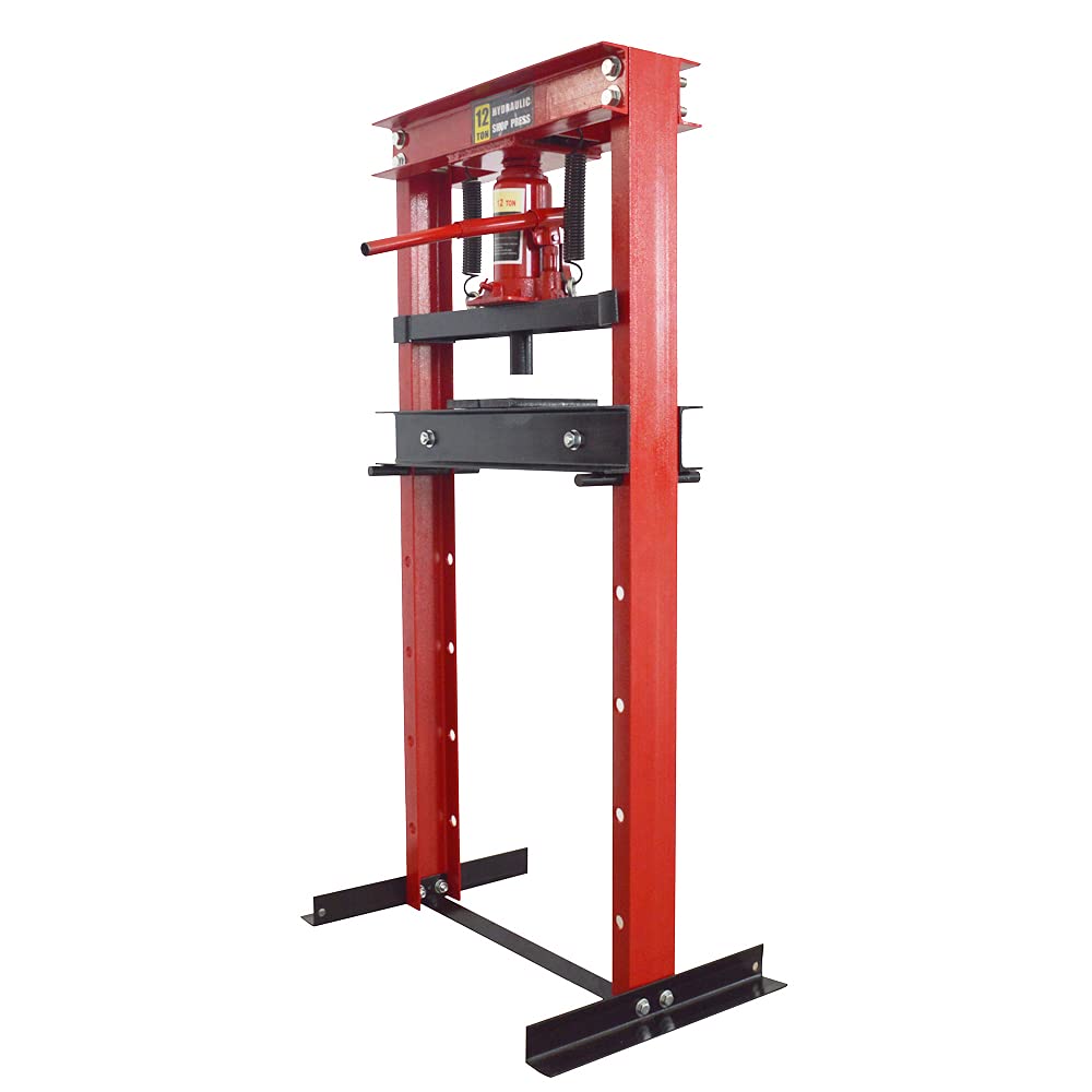12 Ton Hydraulic Shop Press with A-Frame Design & Press Plates - Heavy Duty Benchtop Jack Lift for Auto Repair, Metalworking & DIY Projects