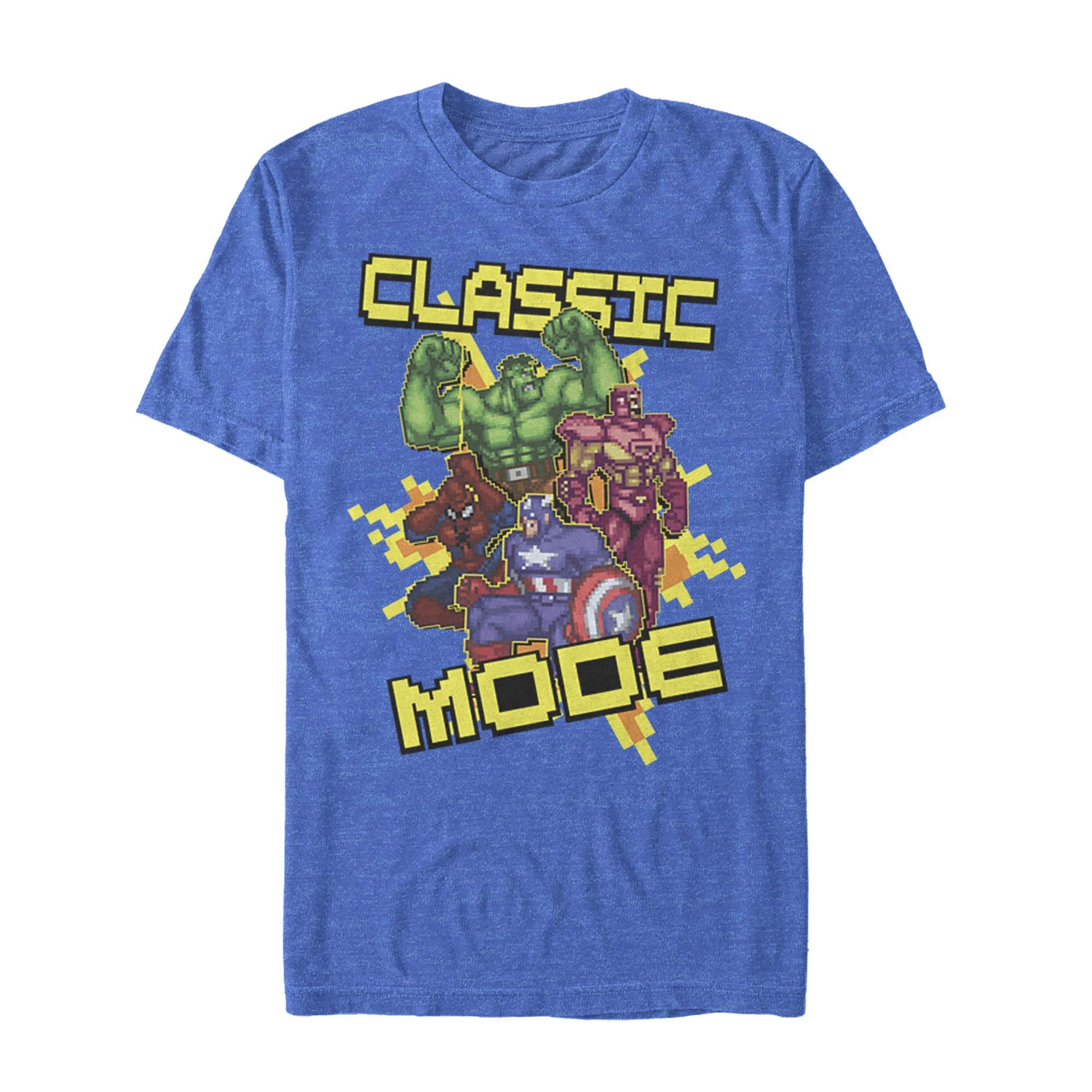 Marvel Men's Pixelated Classic Mode Graphic T-Shirt | Superhero Cotton Tee for Casual Wear & Cosplay | Perfect for Comic Con, Gifts & Everyday Outfits