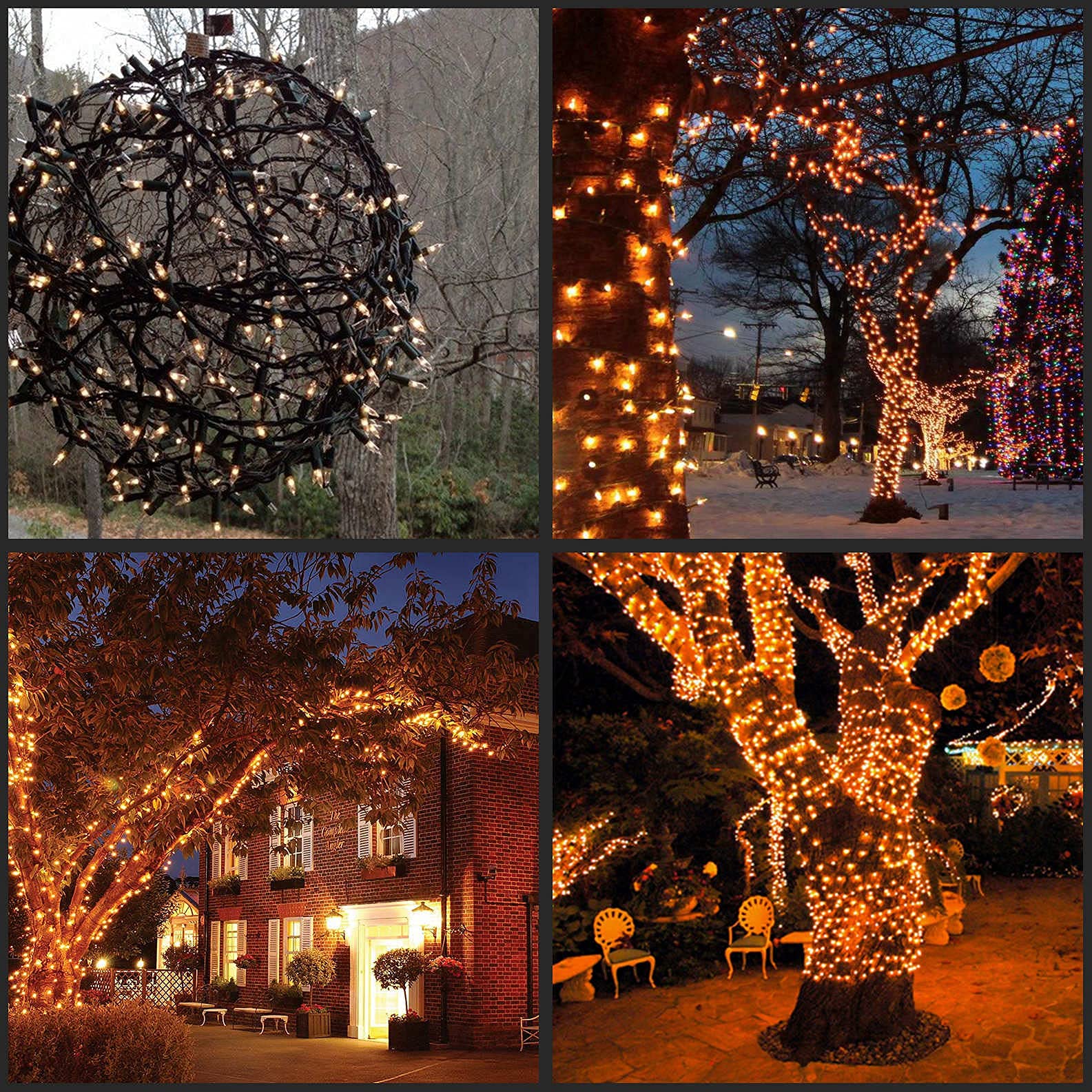 YULETIME 200 Warm White LED Christmas Lights - 66ft Black Wire UL Certified Commercial Grade Holiday String Lights for Indoor/Outdoor Decor, Tree Trimming, and Festive Lighting