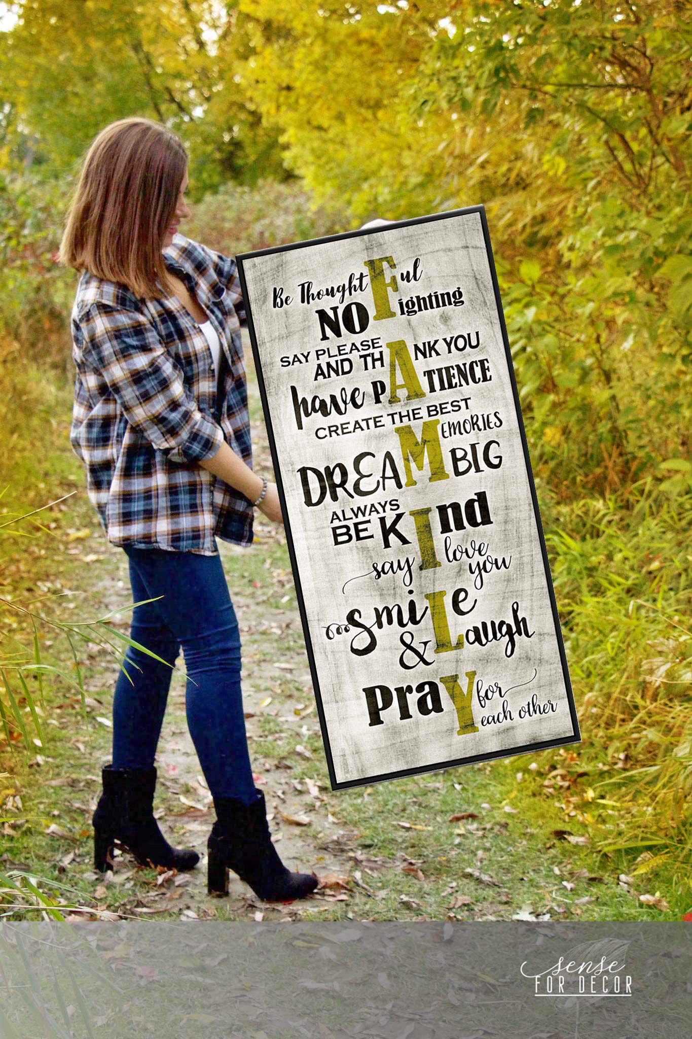 Farmhouse Family Sign Wall Art - Large Canvas Decor for Living Room