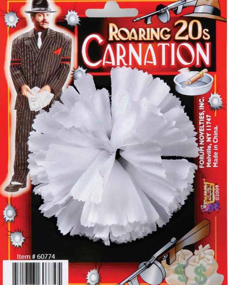 Vintage 1920s Gangster Style White Carnation Lapel Pin - Perfect for Roaring 20s Costume, Gatsby Party, and Historical Reenactments