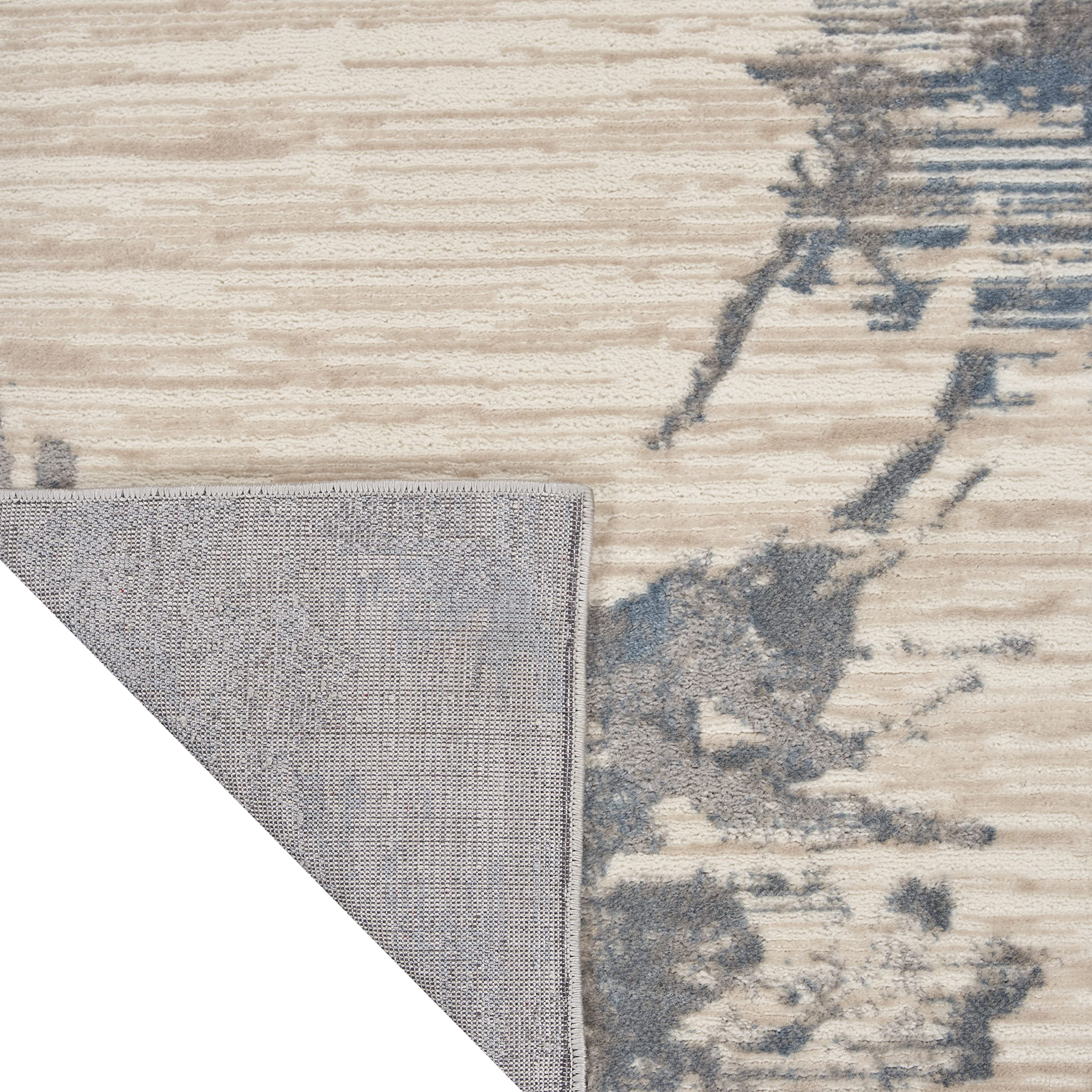 Calvin Klein Enchanting Ivory Grey Blue 8x10 Area Rug - Transitional Floral Design, Easy Clean Non-Shedding, Soft & Durable - Perfect for Bedroom, Living Room, Dining Room, Kitchen Decor