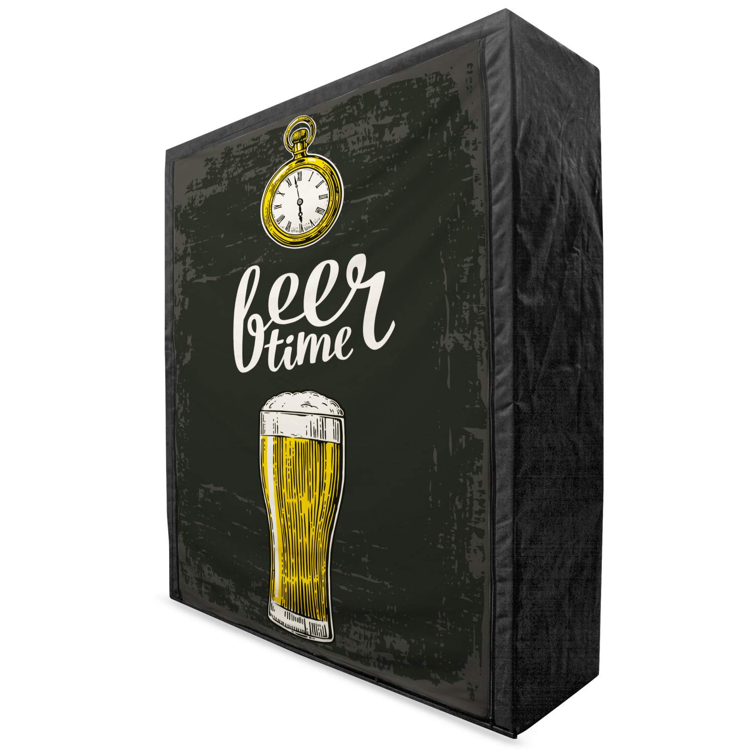 Ambesonne Modern Portable Fabric Wardrobe with Beer Time Typography Design - 59