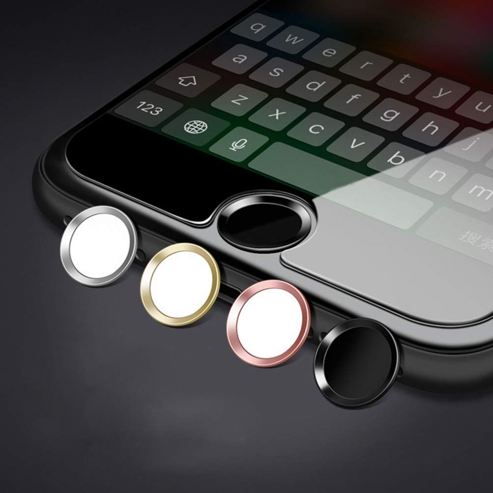 Mikikit Universal Phone Home Button Stickers - White with Rose Metal Finish | Compatible with Most Smartphones for Fingerprint Recognition | Perfect for Screen Protection & Stylish Phone Customization