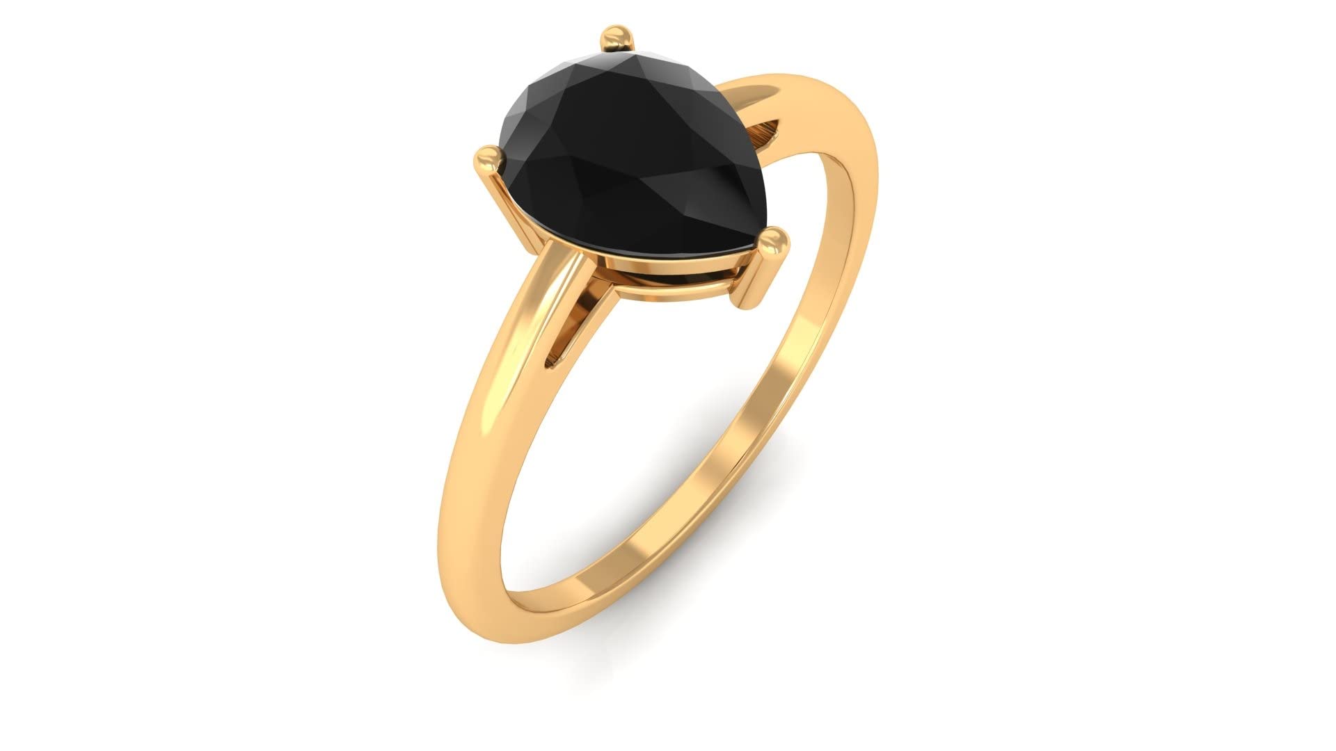 1.50 CT Pear Cut Black Diamond Solitaire Ring for Women - 14K Solid Gold Engagement Ring, Anniversary Gift, Wedding Band - Perfect for Proposals, Special Occasions & Everyday Luxury