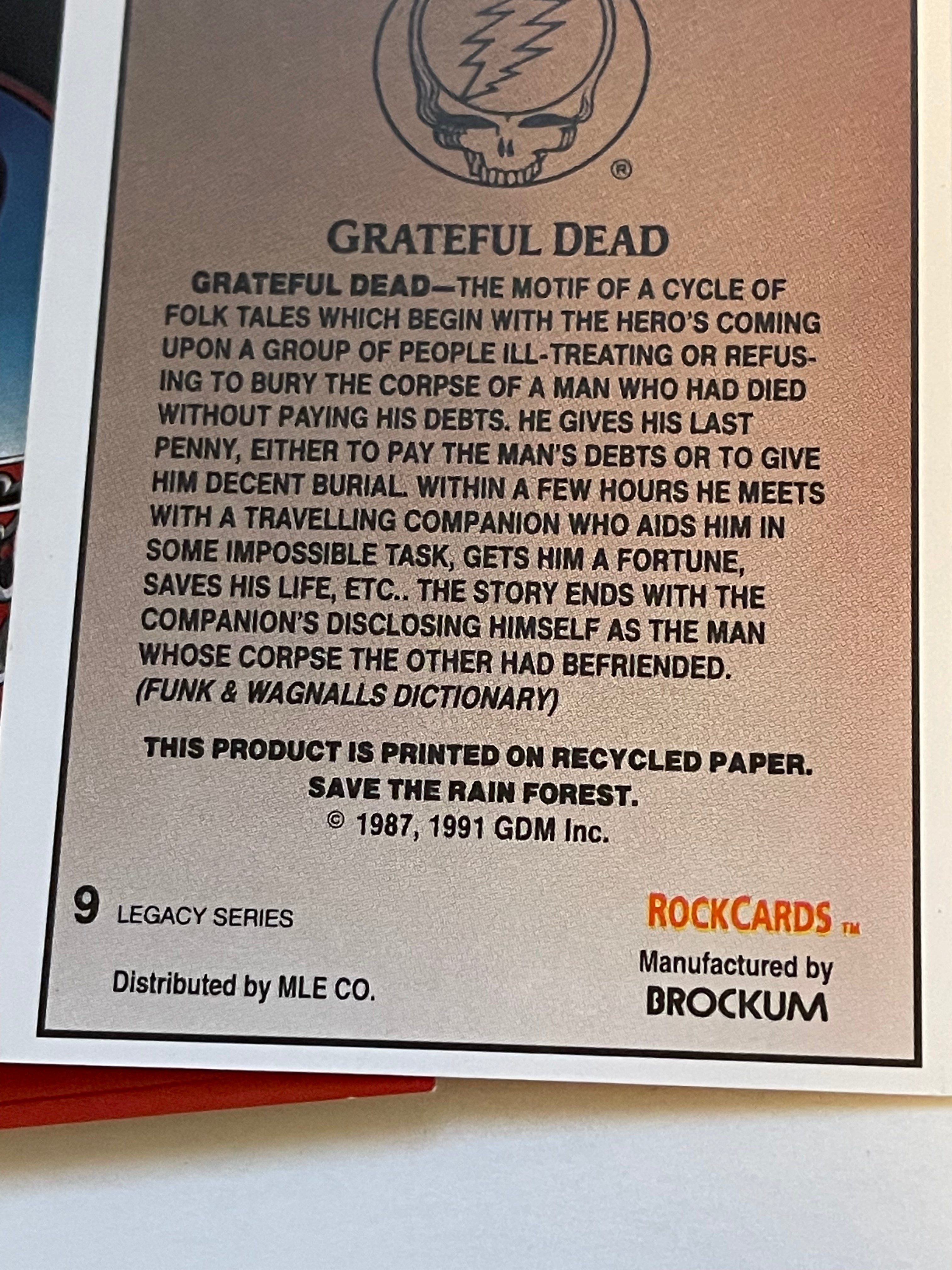 Rare 1991 Grateful Dead Insert Trading Cards Set - Limited Edition Collectible for Music Fans & Memorabilia Enthusiasts - Perfect for Display, Gifts, and Nostalgic Decor