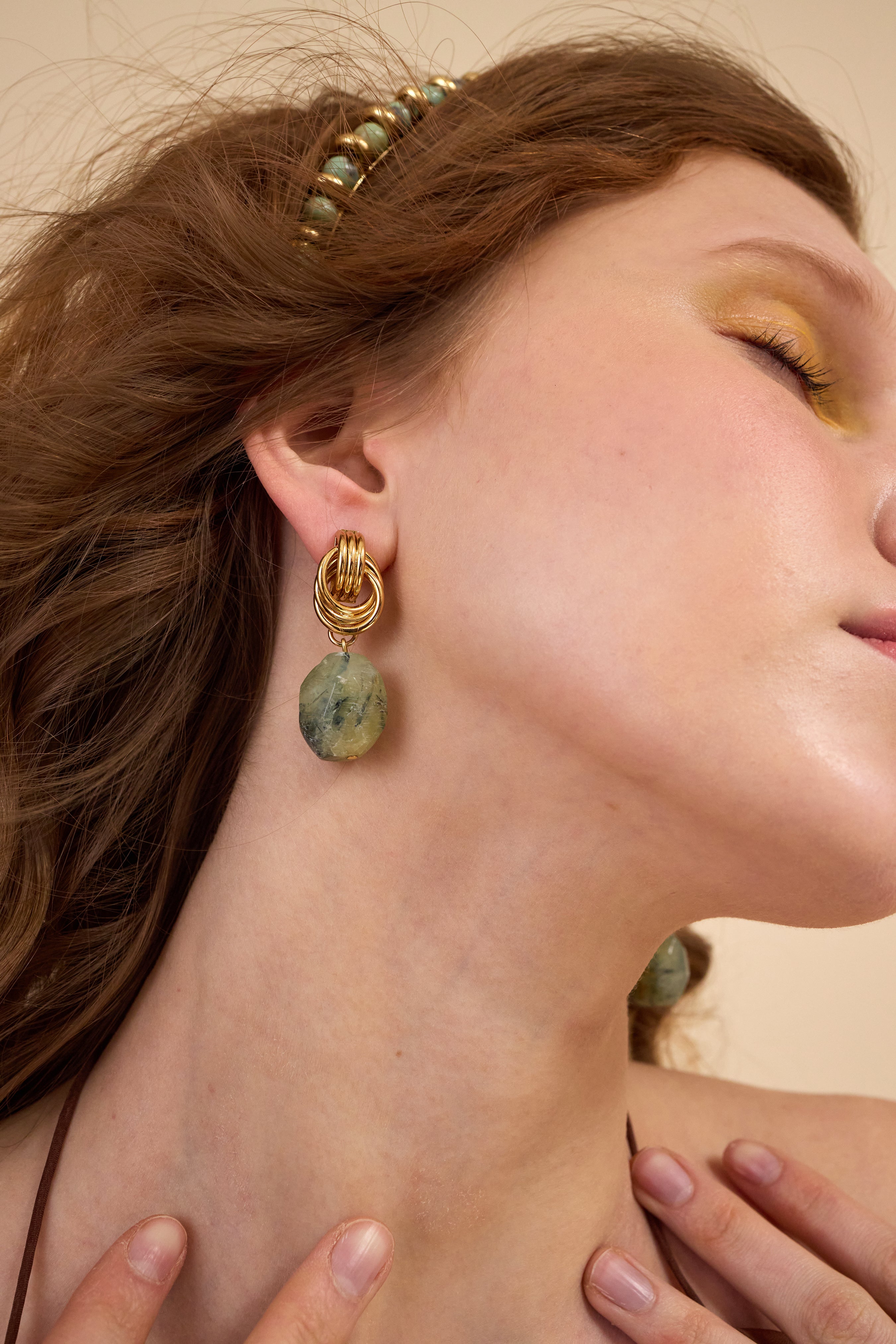 Brielle Knot Stone Drop Earrings for Women - Elegant Bohemian Dangle Jewelry for Party, Wedding & Everyday Wear