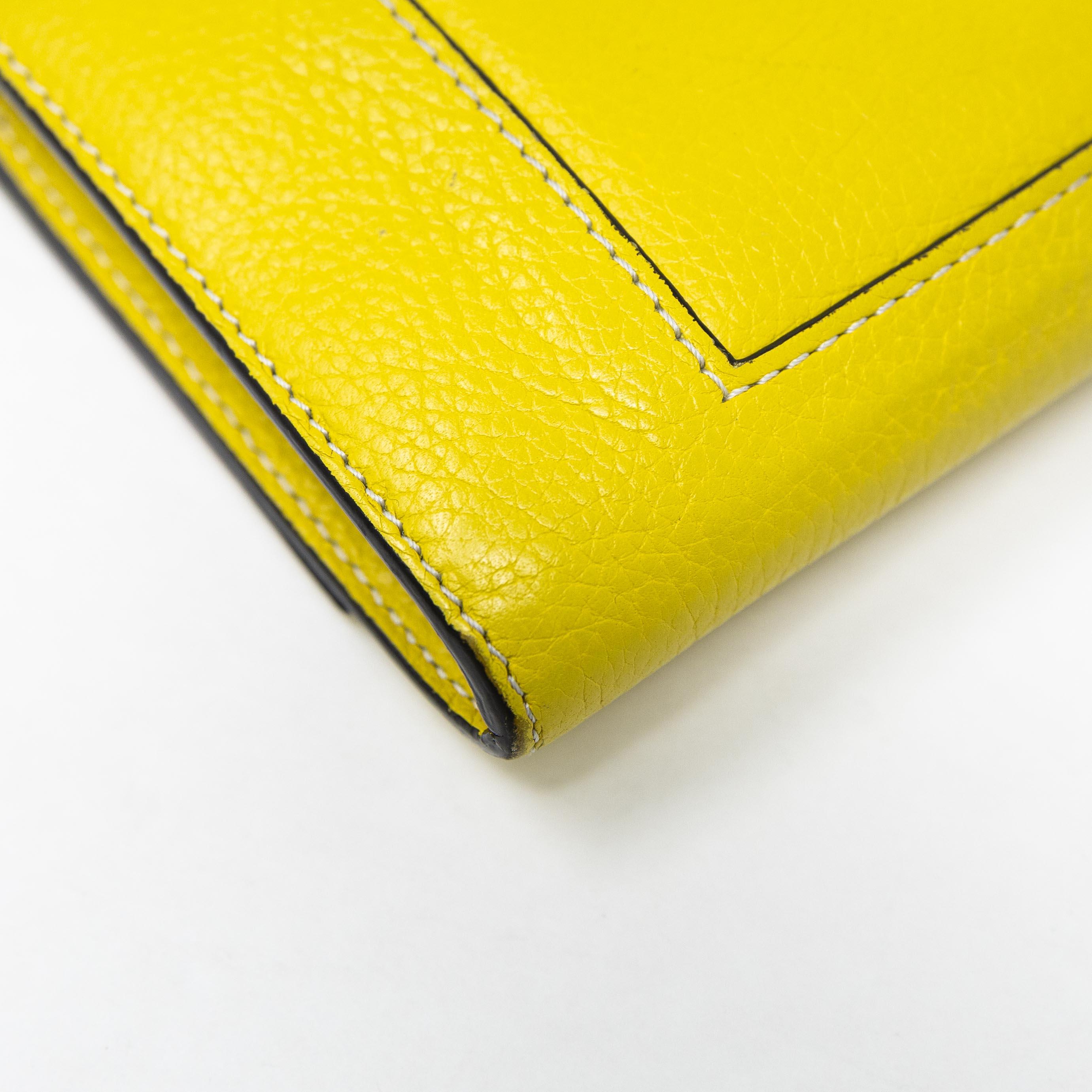 Celine Yellow Leather Long Wallet for Women - Stylish & Spacious Designer Wallet for Everyday Use & Travel