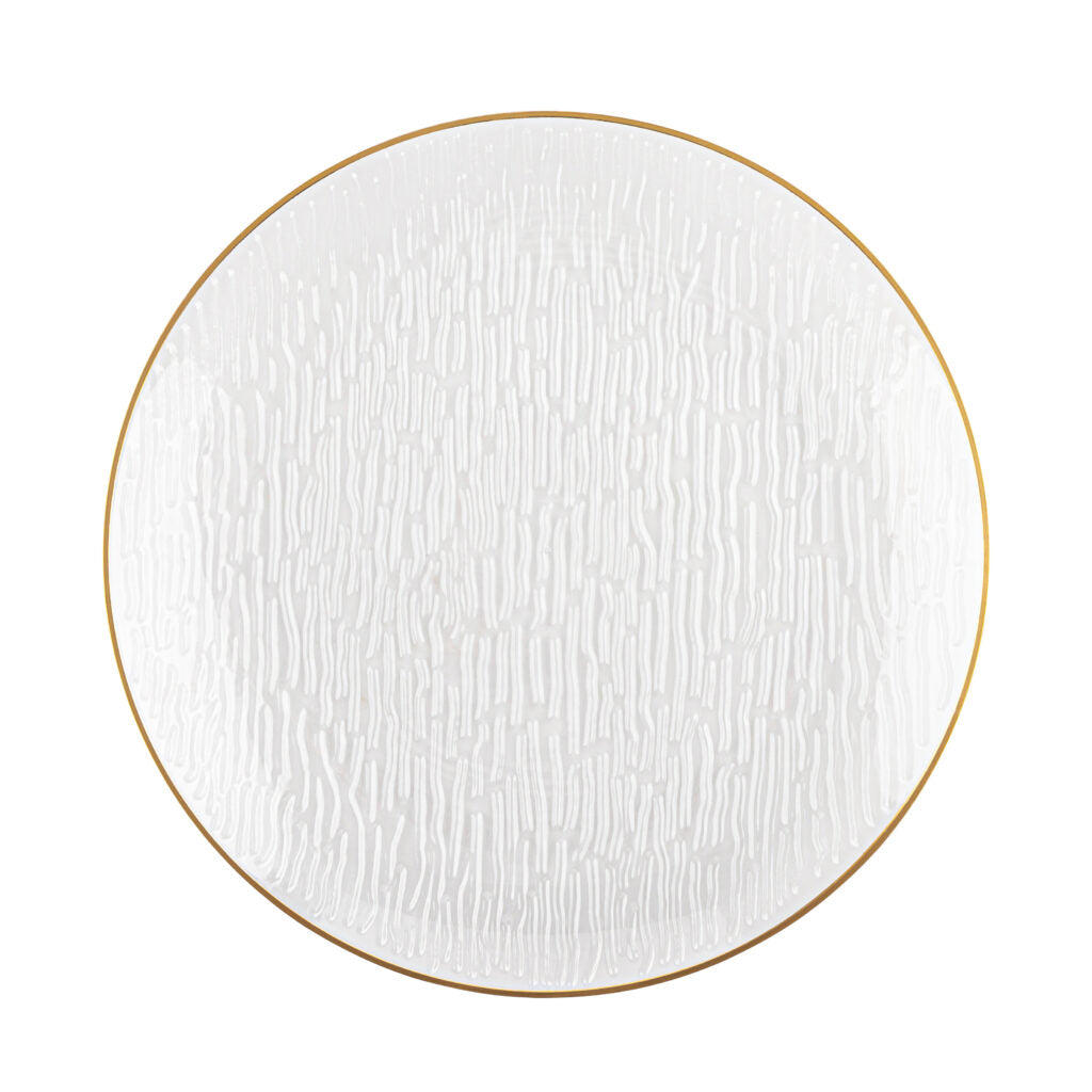 24-Pack Clear & Gold Rim Round Plastic Dinnerware Set for 12 Guests - Elegant Disposable Plates, Cups & Cutlery for Parties, Weddings & Holiday Gatherings